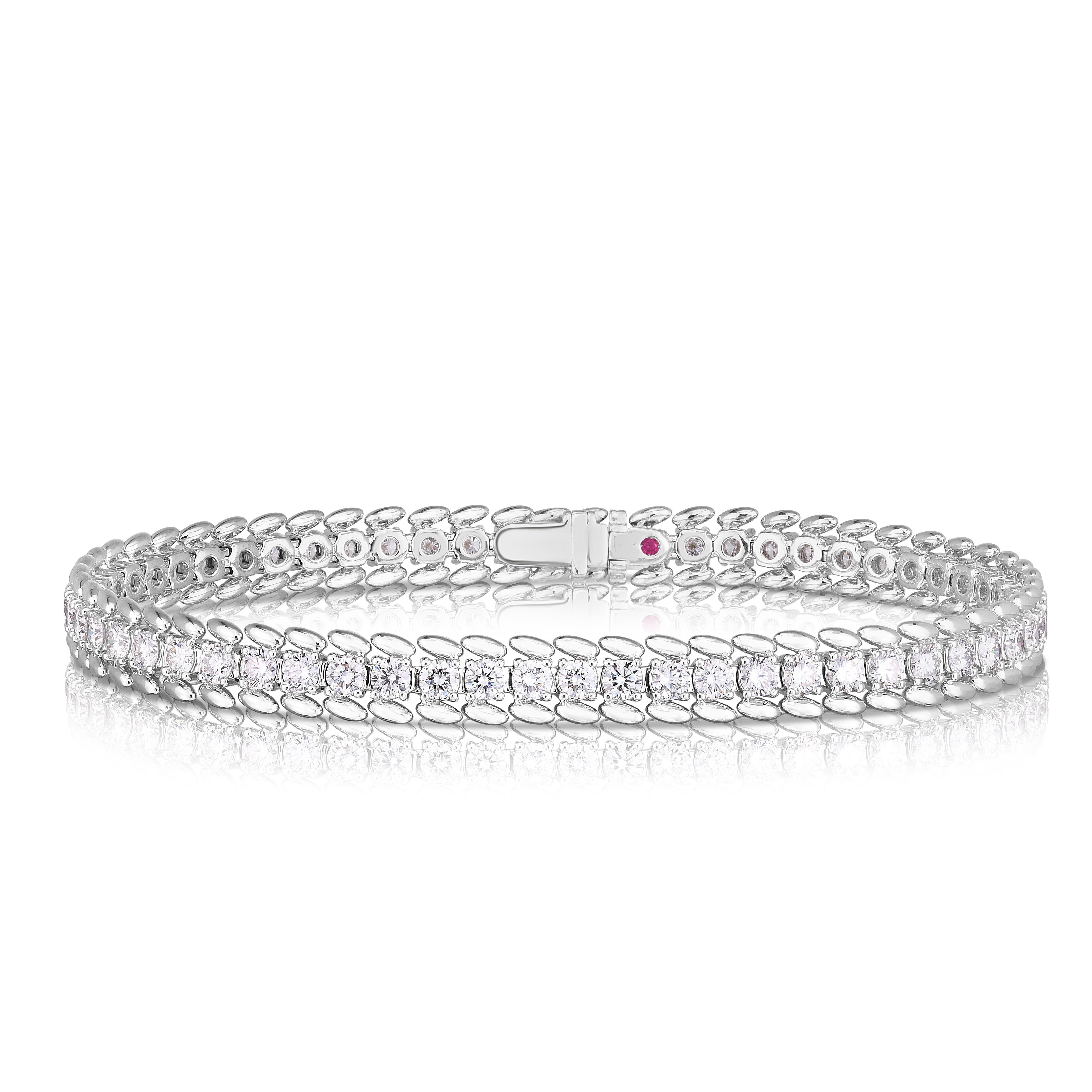 18K WHITE GOLD DIAMOND CLASSIC LARGE RIBBED TENNIS BRACELET