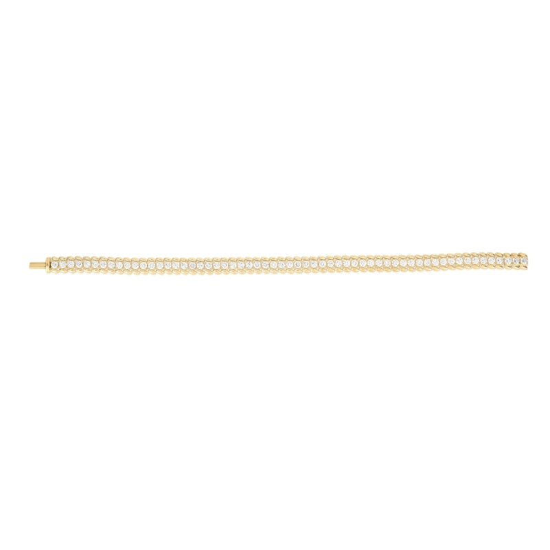 18K YELLOW GOLD DIAMOND CLASSIC LARGE RIBBED TENNIS BRACELET