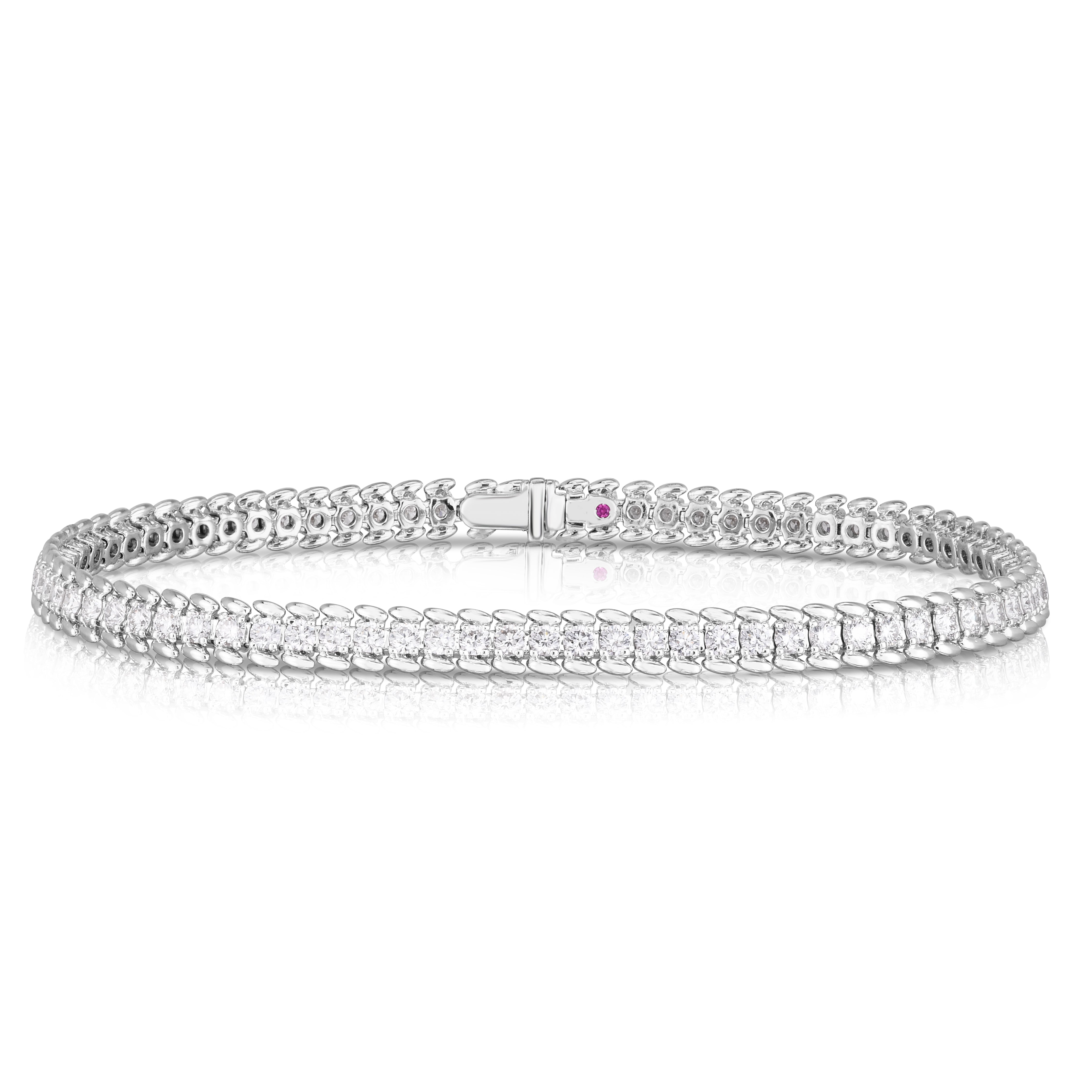 18K WHITE GOLD DIAMOND CLASSIC RIBBED TENNIS BRACELET