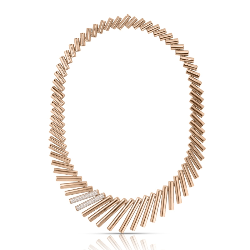 18K ROSE/WHITE GOLD DOMINO DIAMOND ACCENT NECKLACE