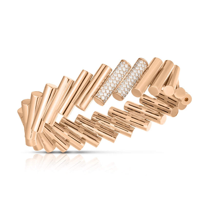 18K ROSE GOLD DOMINO DIAMOND ACCENT LARGE BANGLE