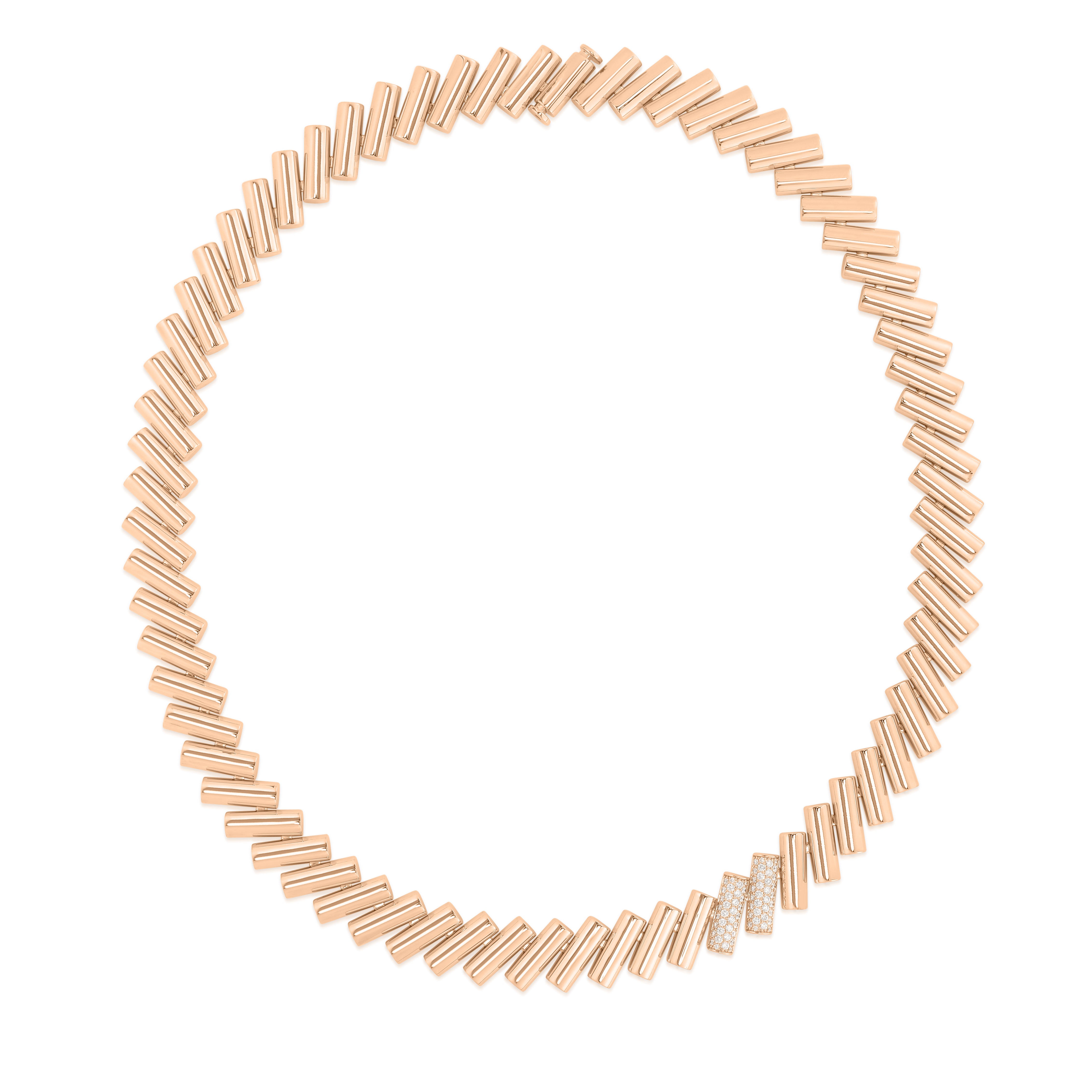 18K ROSE/WHITE GOLD DOMINO DOUBLE DIAMOND ACCENT CHAIN