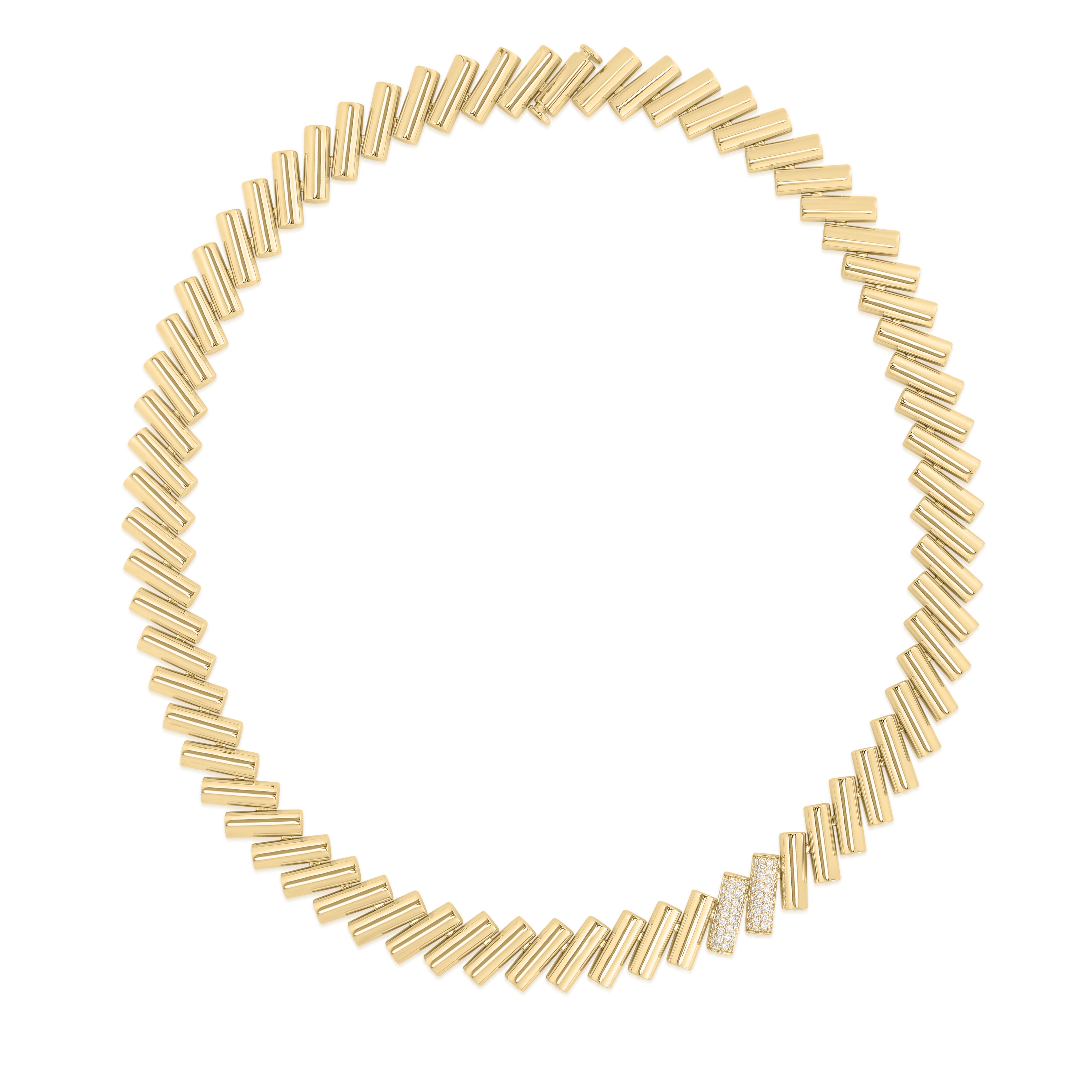 18K YELLOW/WHITE GOLD DOMINO DOUBLE DIAMOND ACCENT CHAIN