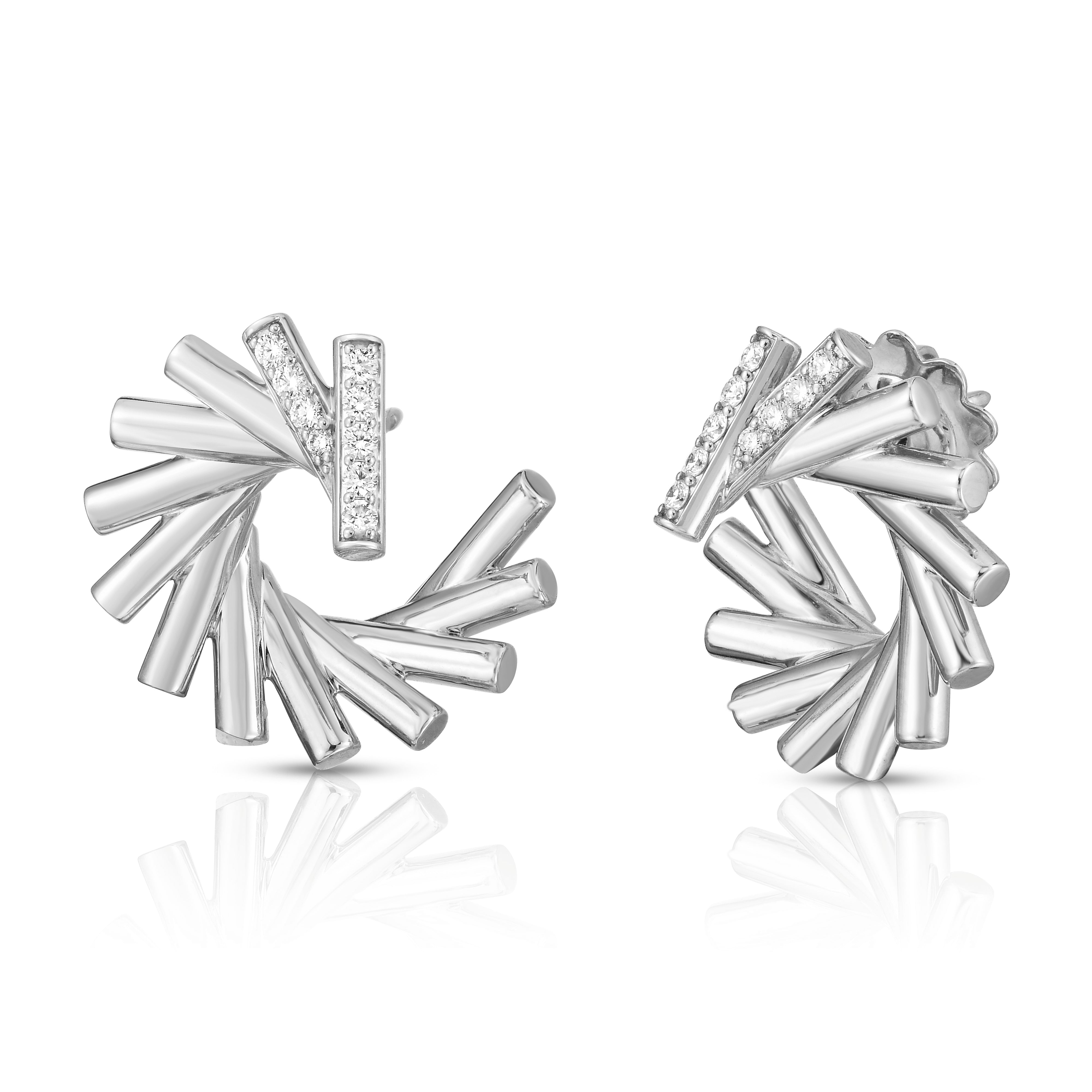 18K WHITE GOLD DOMINO DIAMOND CURL EARRINGS
