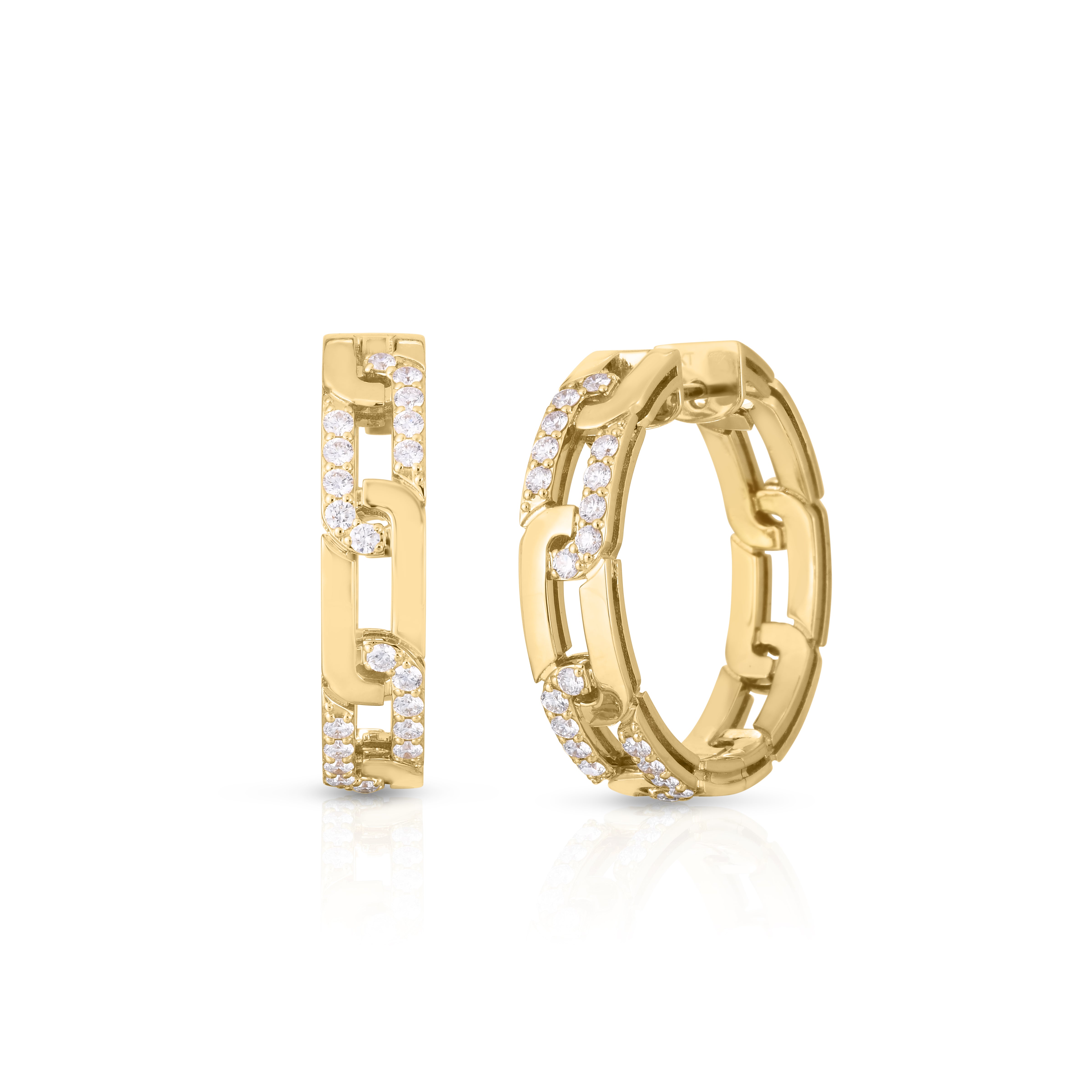 18K YELLOW GOLD NAVARRA MEDIUM DIAMOND HOOP EARRINGS