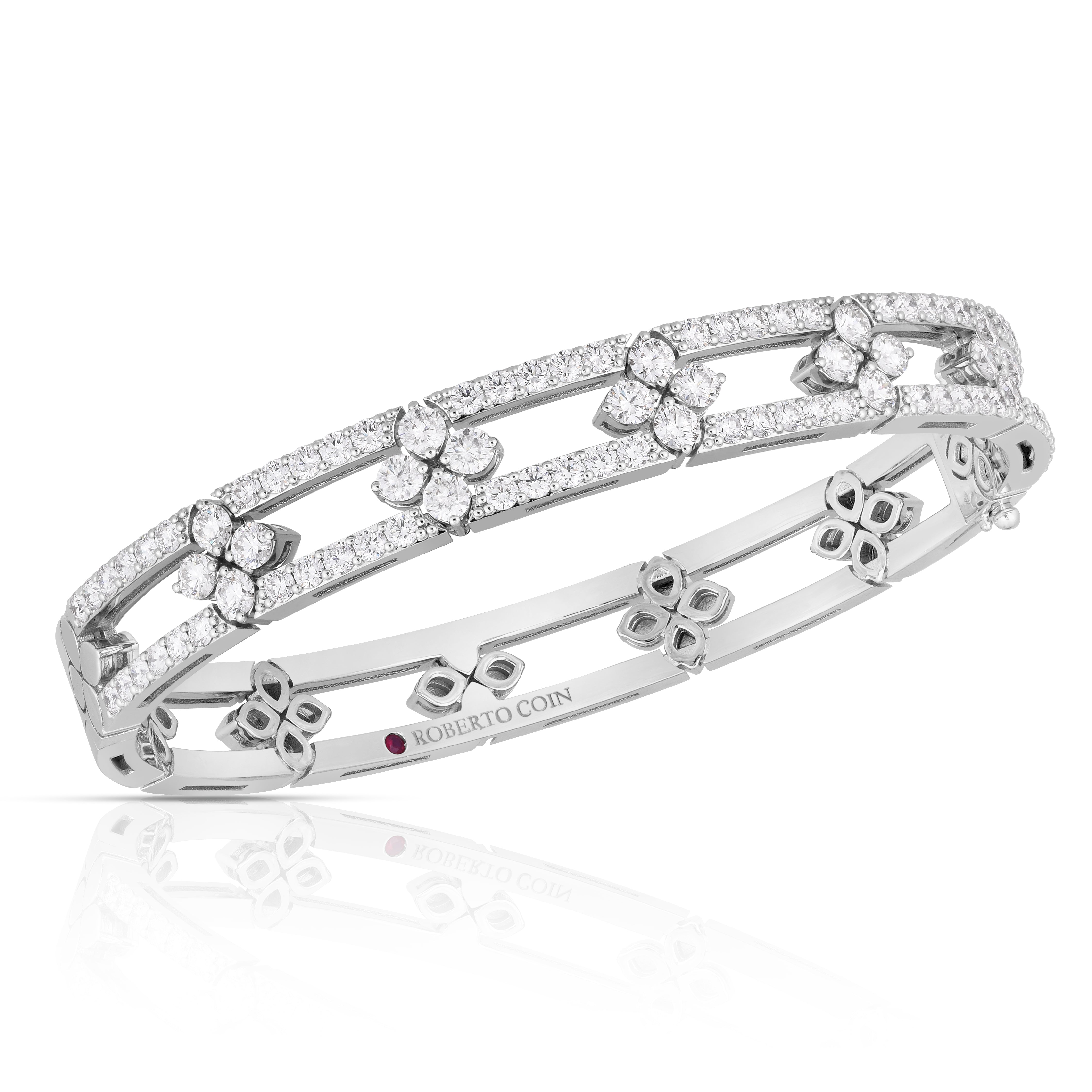 18K WHITE GOLD LOVE IN VERONA DIAMOND OPEN FRAME PAVE BANGLE