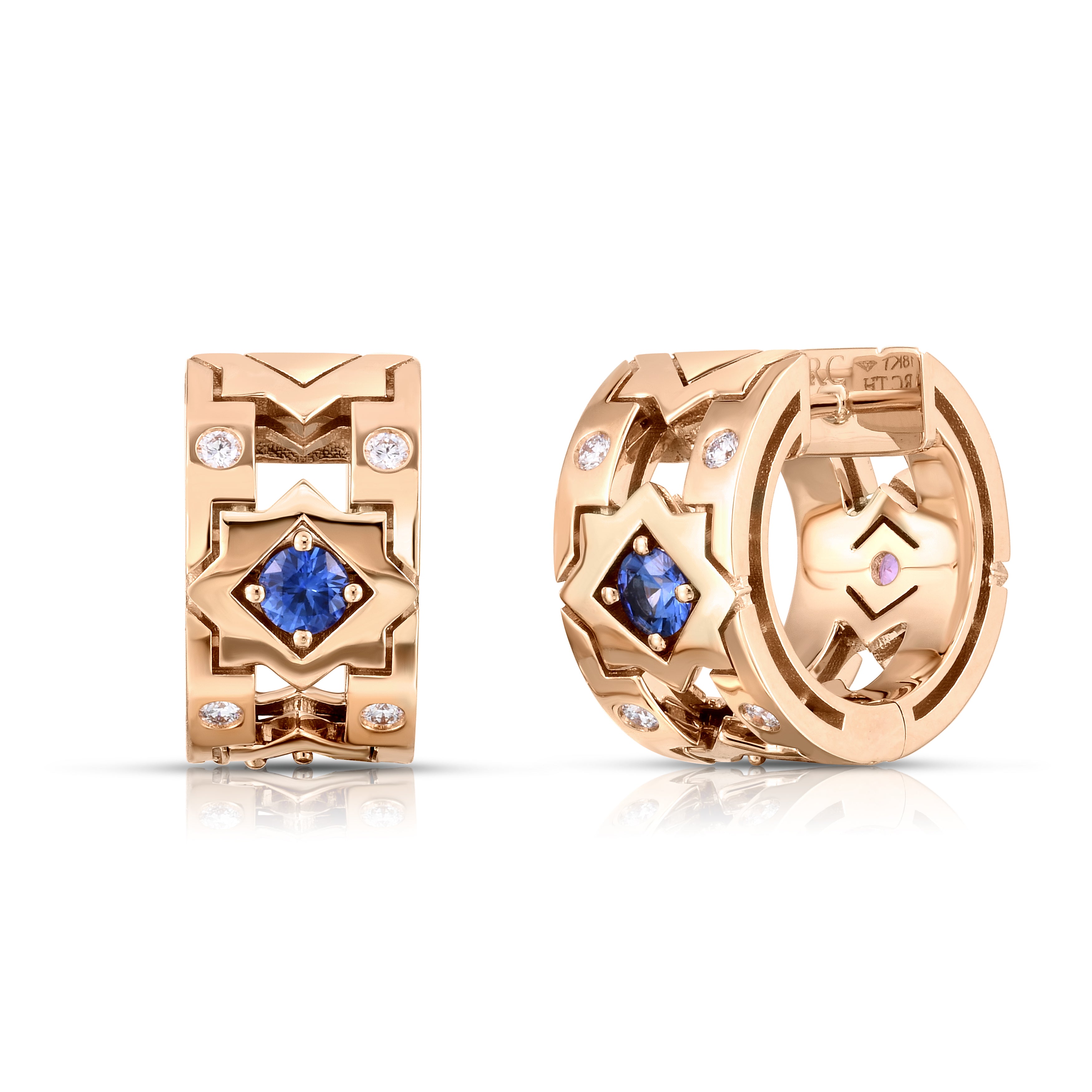 18K ROSE GOLD NAVARRA DIAMOND & MIXED SAPPHIRE EARRINGS