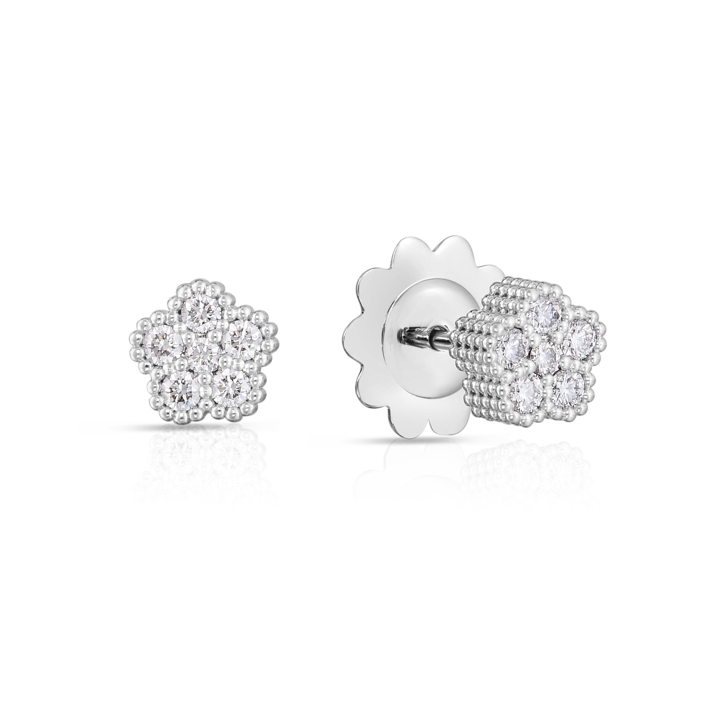 18K WHITE GOLD DIAMOND CLASSIC SMALL DAISY STUD EARRINGS
