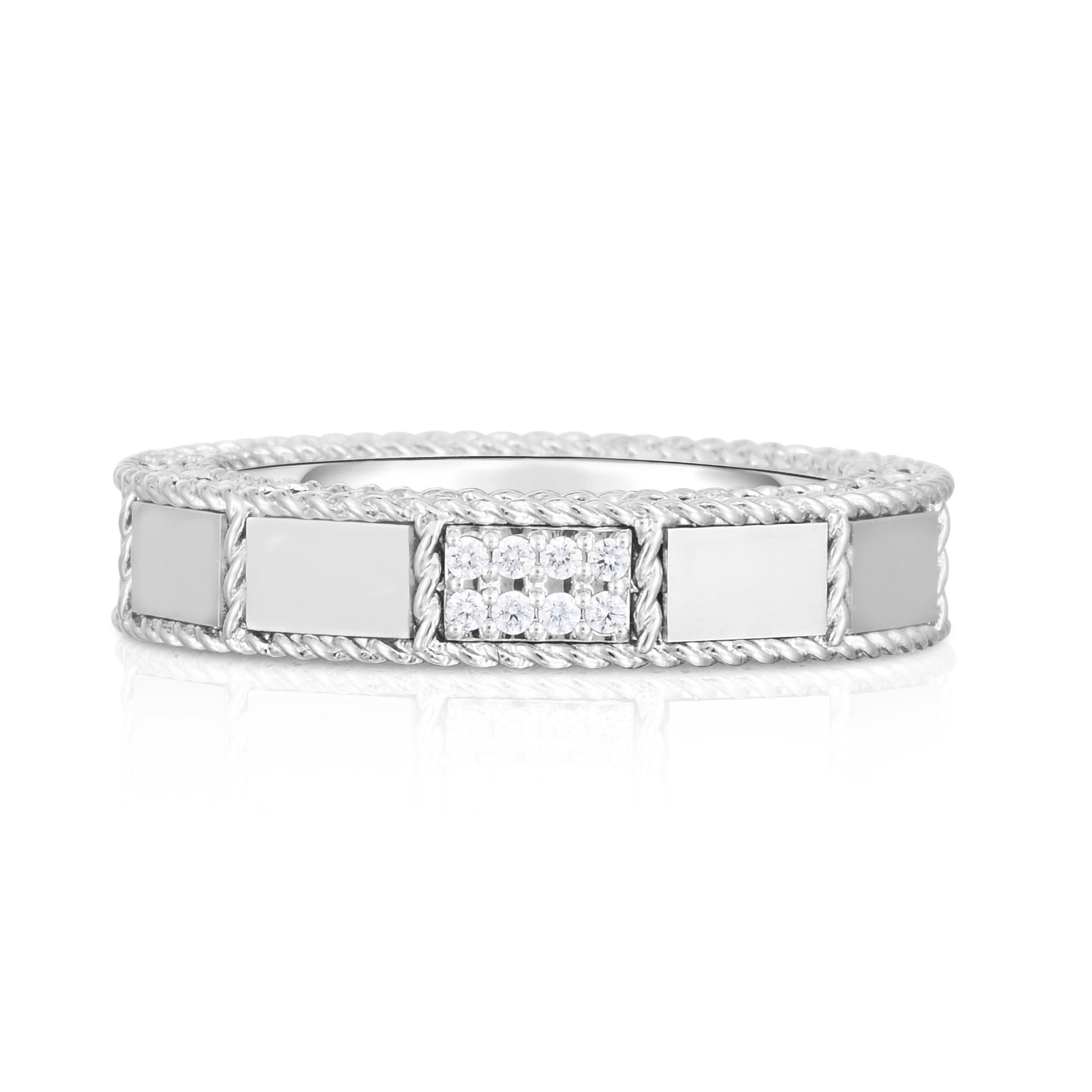 18K WHITE GOLD ART DECO MOSAIC DIAMOND ACCENT RING