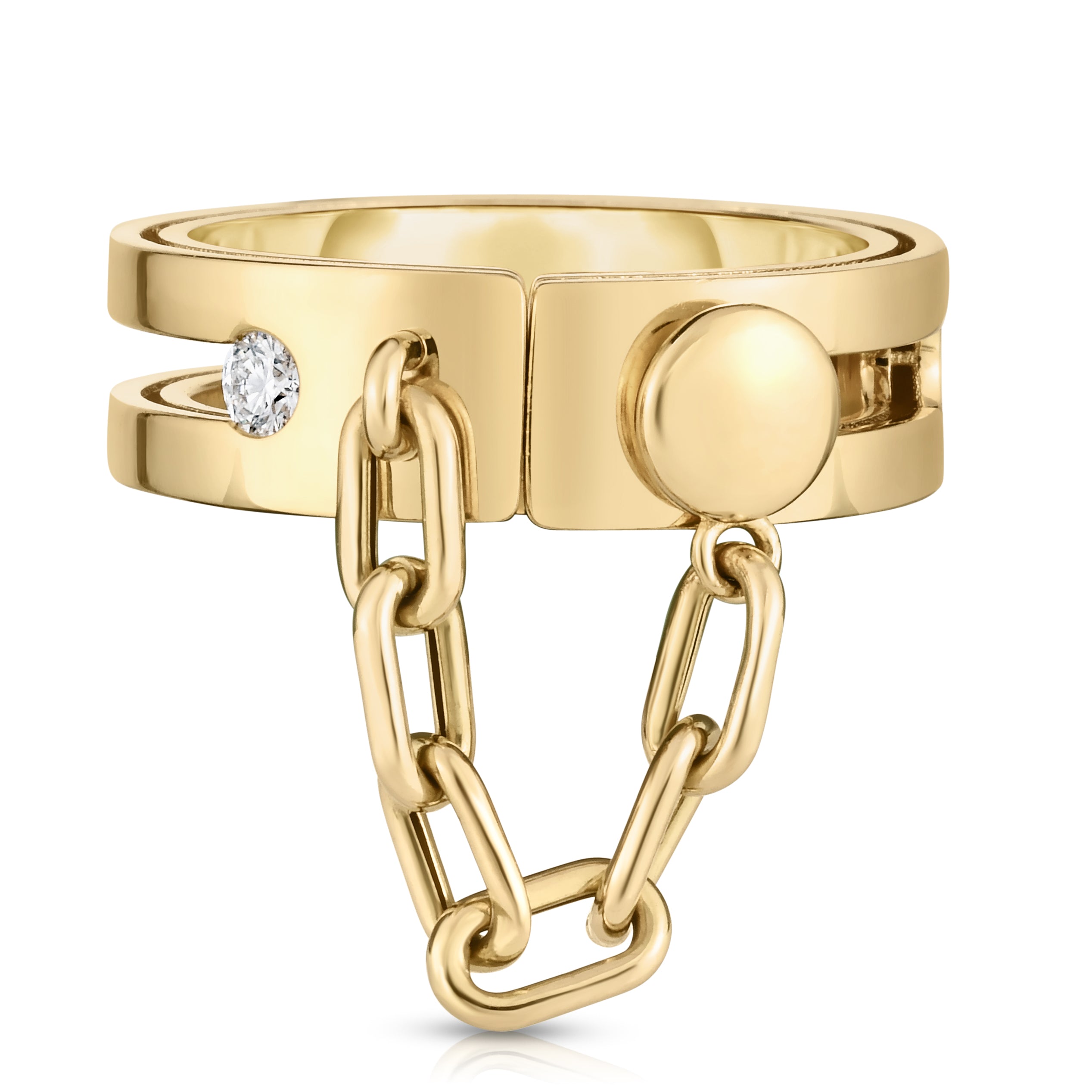 18K YELLOW GOLD NAVARRA DIAMOND ACCENT WITH CHAIN RING