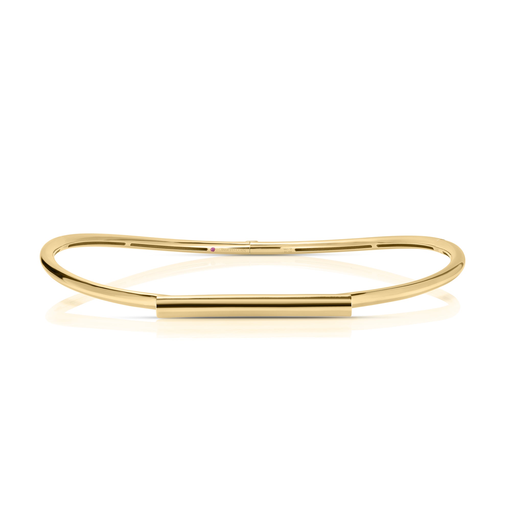 18K YELLOW GOLD DOMINO DIAMOND ACCENT BAR COLLAR NECKLACE