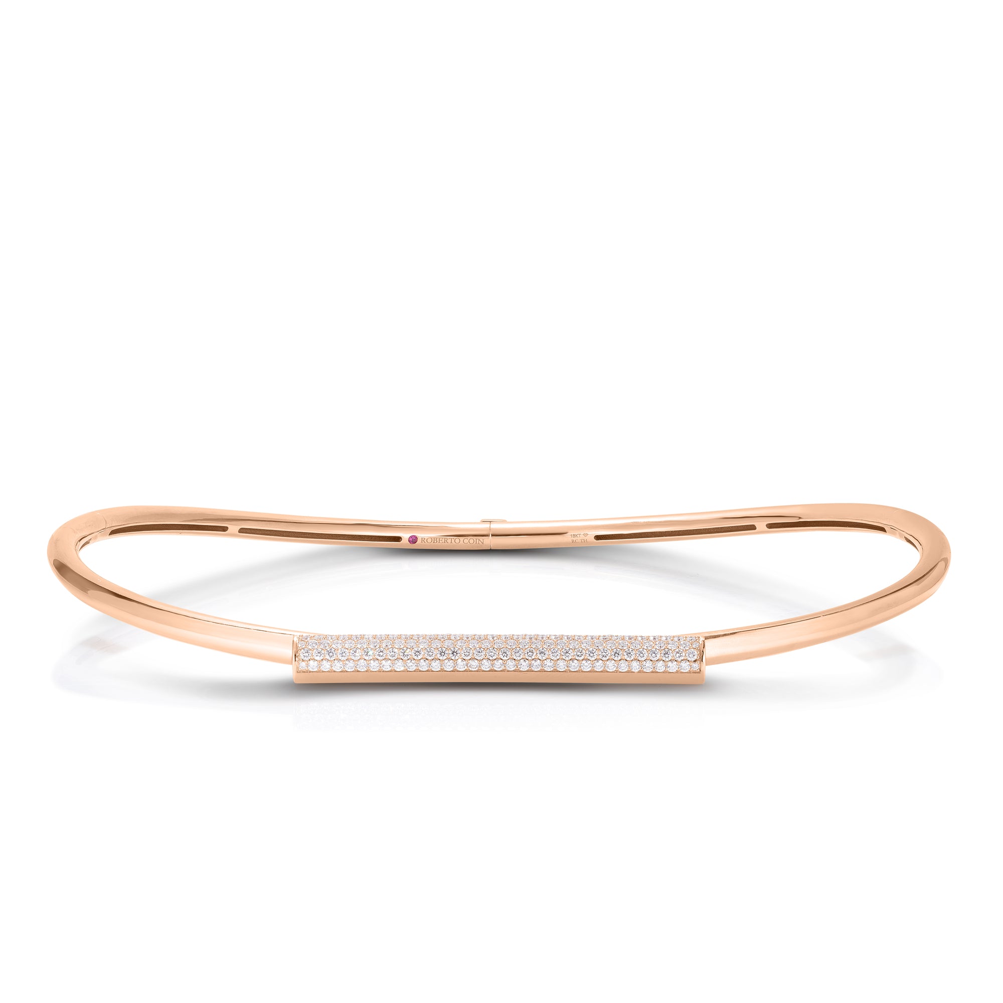 18K ROSE GOLD DOMINO PAVE DIAMOND BAR COLLAR NECKLACE