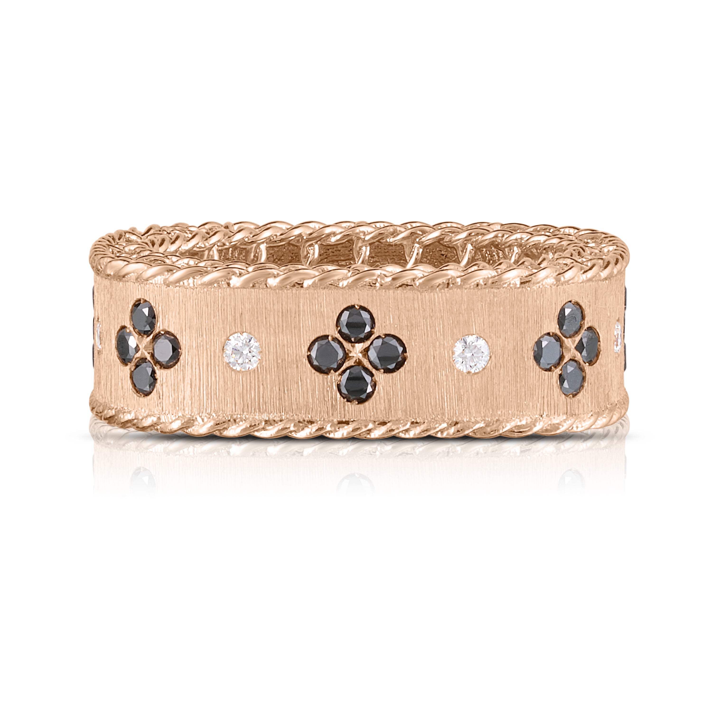 18K ROSE GOLD PRINCESS BLACK & WHITE DIAMOND SQUARE RING
