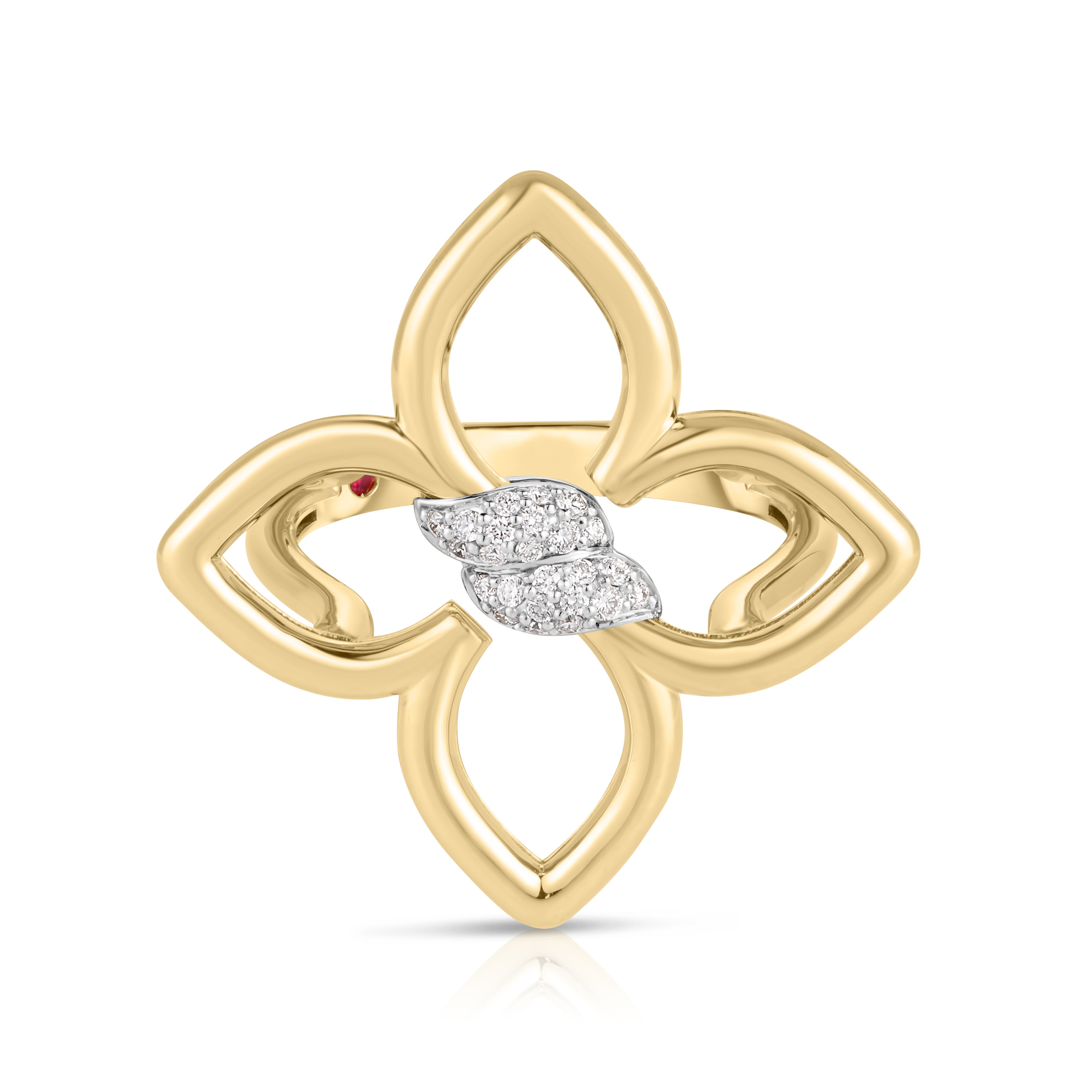 18K YELLOW/WHITE GOLD CIALOMA SMALL DIAMOND FLOWER RING