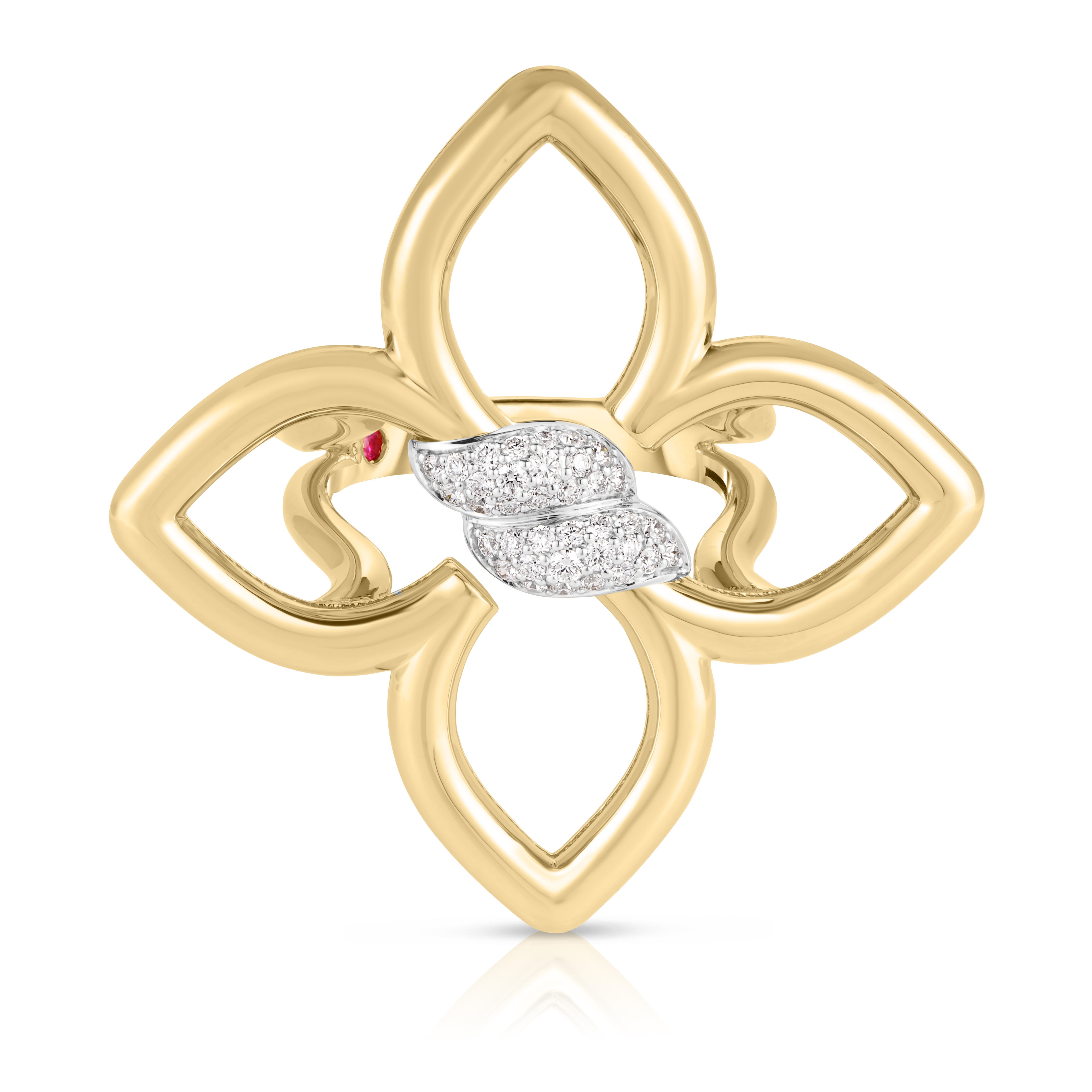 18K YELLOW/WHITE GOLD CIALOMA MEDIUM DIAMOND FLOWER RING