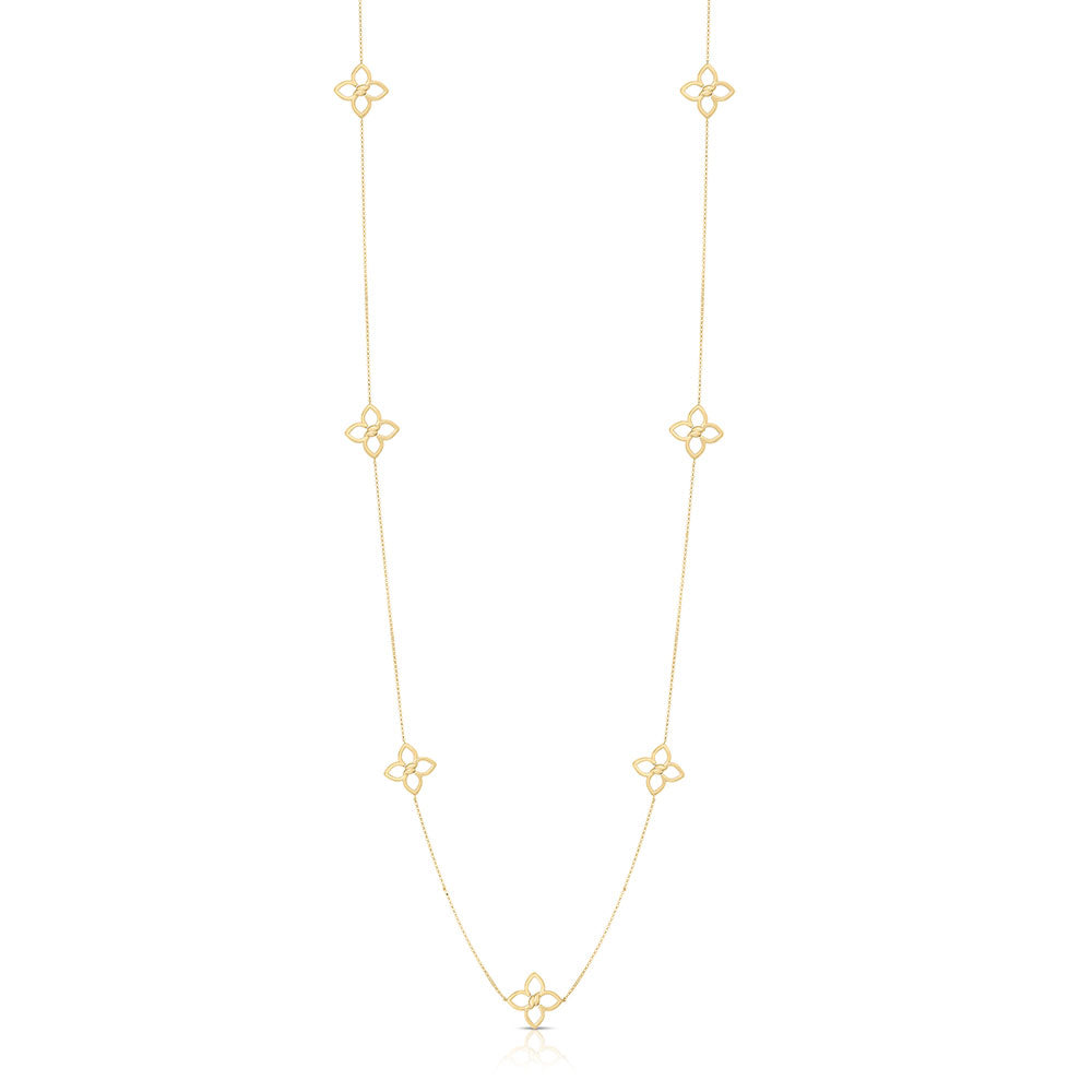 18K YELLOW/WHITE GOLD CIALOMA DIAMOND FLOWER STATION LONG NECKLACE