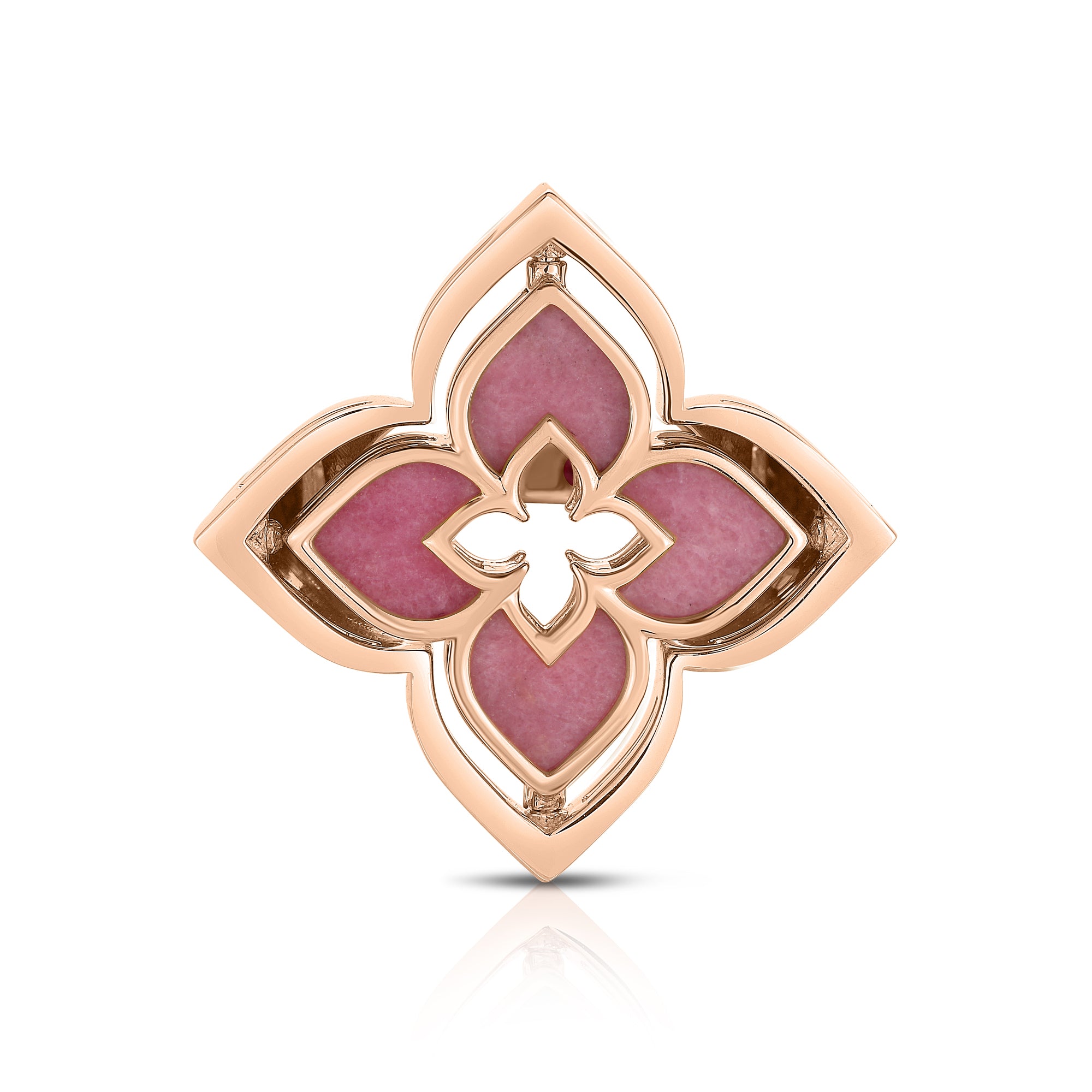 18K ROSE GOLD VENETIAN PRINCESS PIROUETTE DIAMOND & RHODONITE FLOWER RING