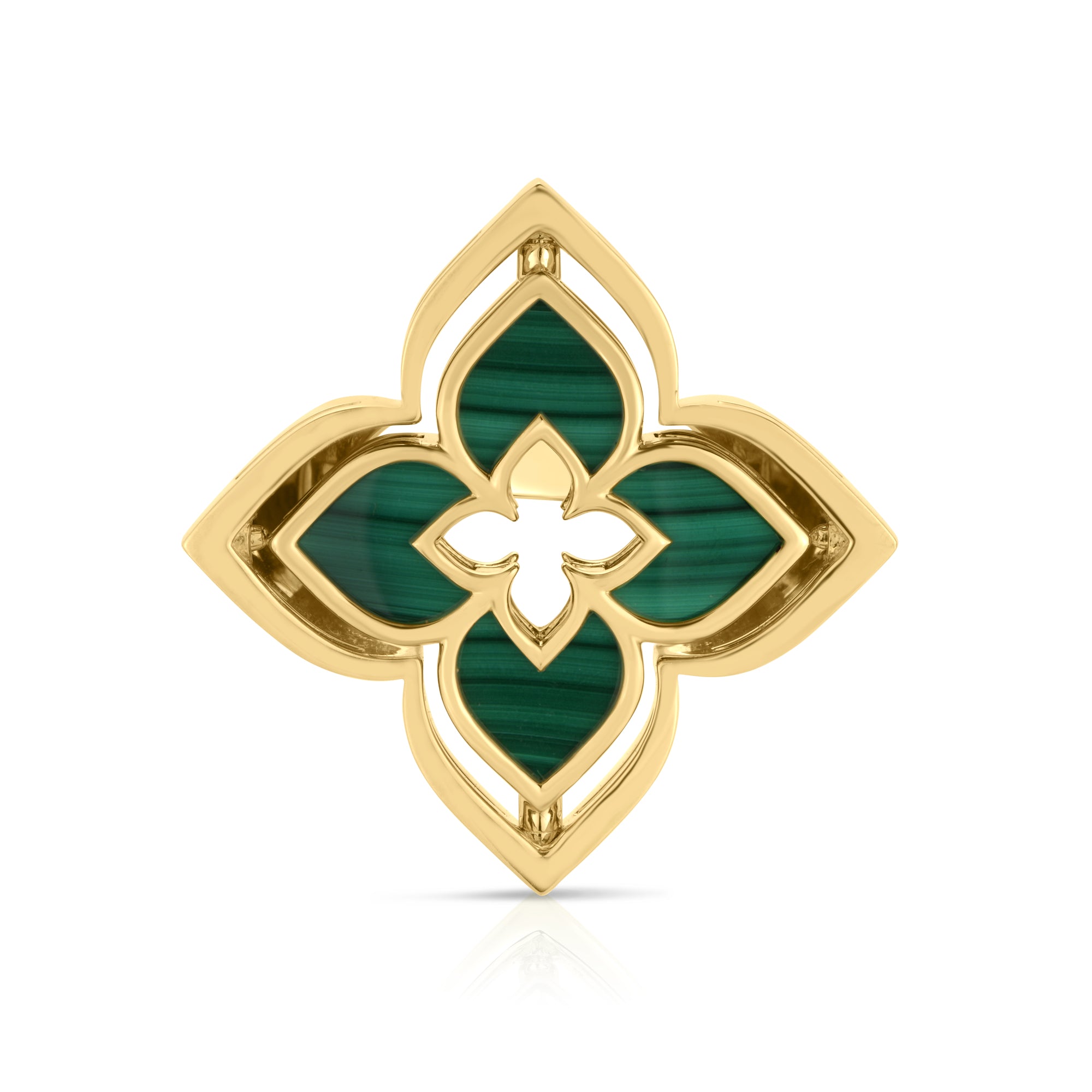 18K YELLOW GOLD VENETIAN PRINCESS PIROUETTE DIAMOND & MALACHITE FLOWER RING