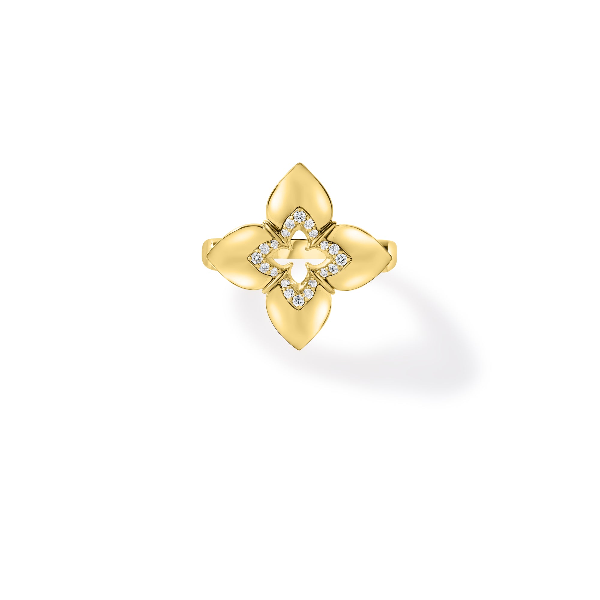 18K YELLOW GOLD VENETIAN PRINCESS CABOCHON DIAMOND FLOWER RING