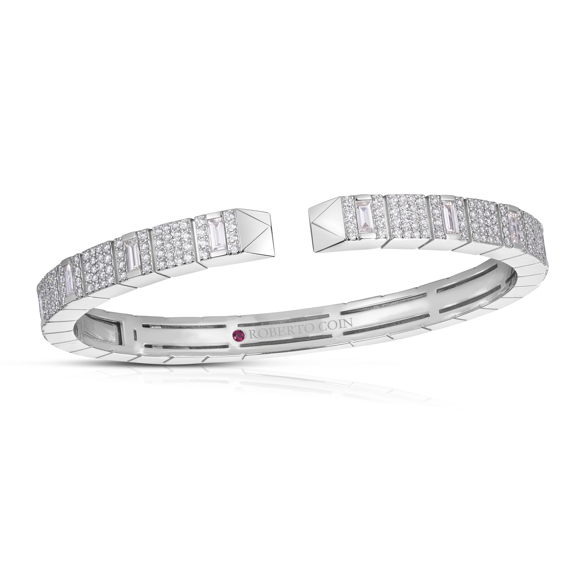 18K WHITE GOLD OBELISCO MIXED CUT PAVE DIAMOND BANGLE