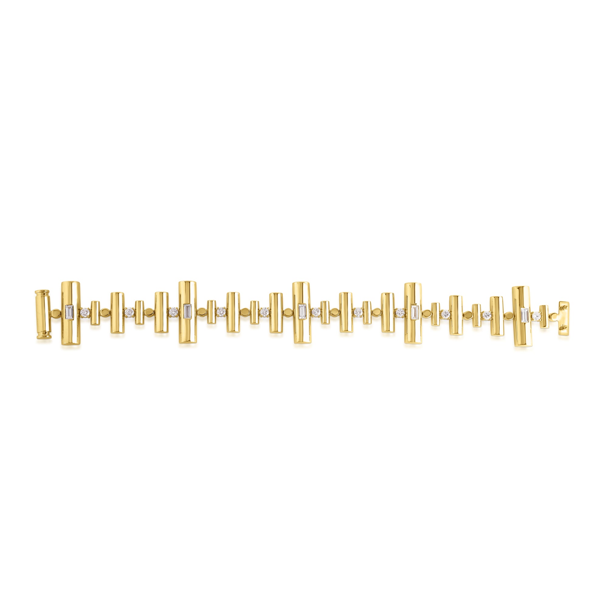 18K YELLOW GOLD DOMINO ALTERNATING LINK DIAMOND BRACELET
