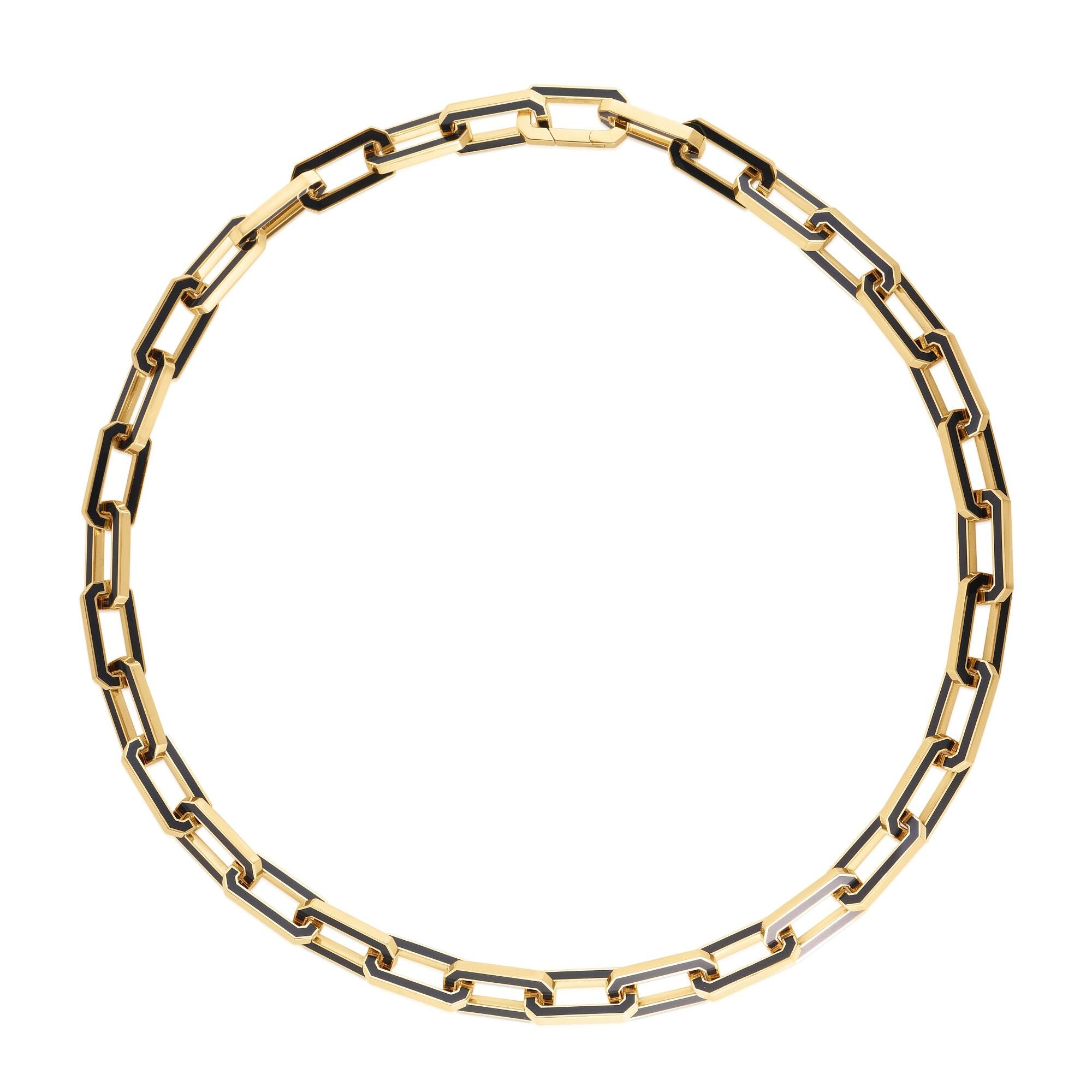18K YELLOW DESIGNER GOLD BLACK CERAMIC NECKLACE