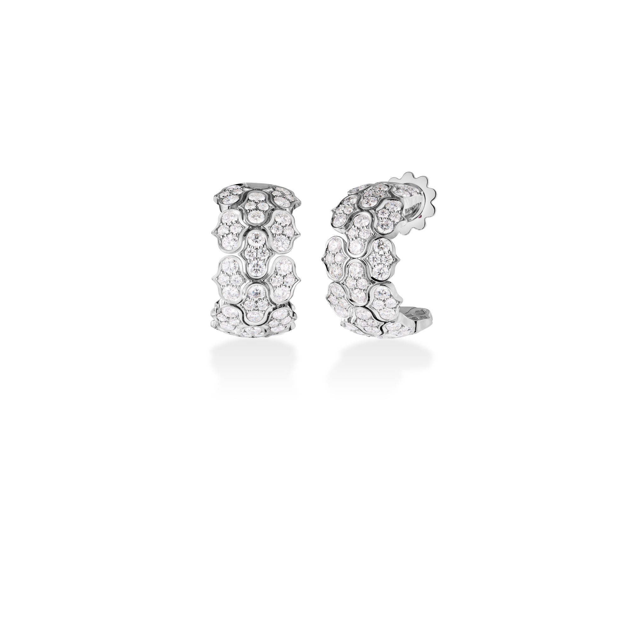 18K WHITE GOLD COBRA PAVE DIAMOND EARRINGS
