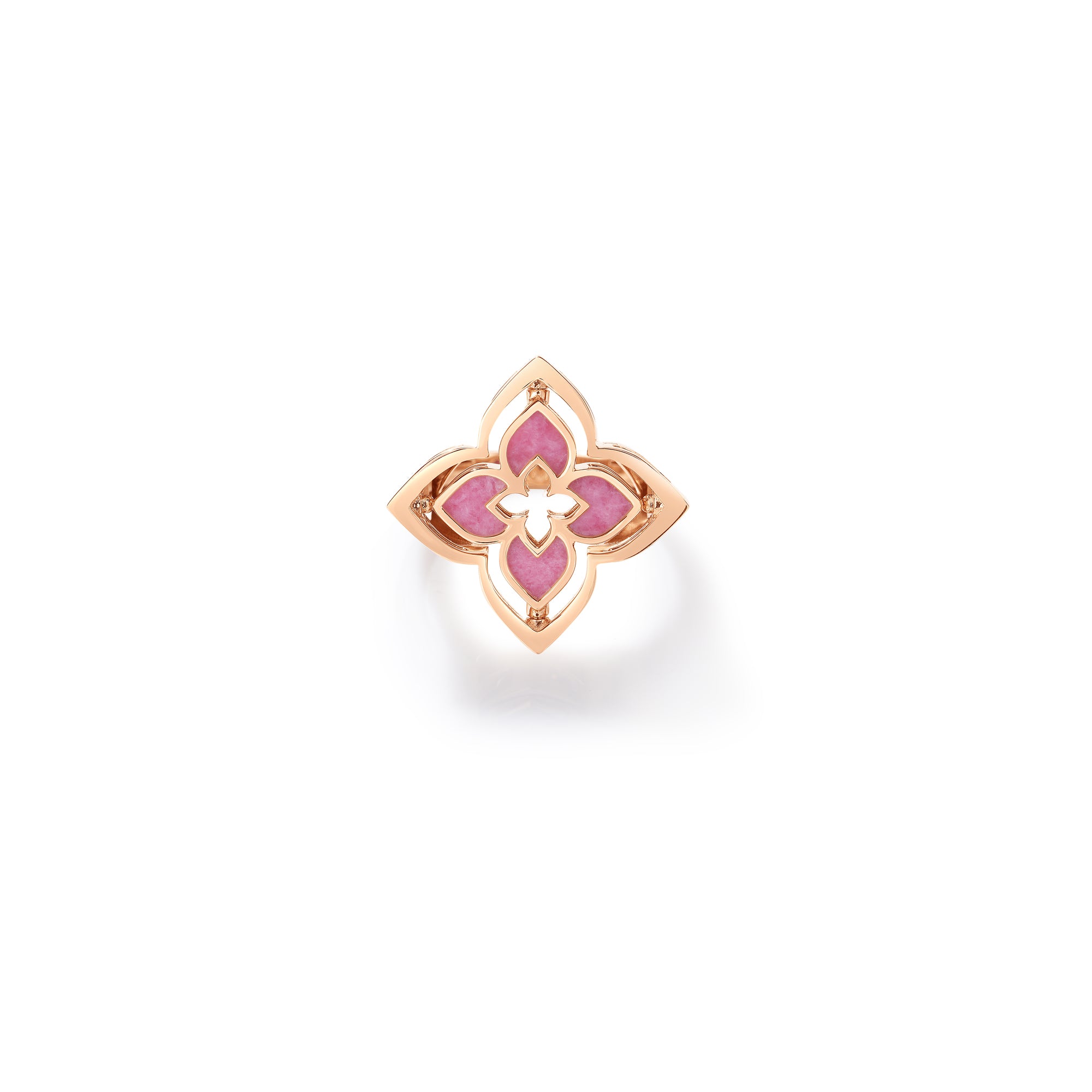 18K ROSE GOLD VENETIAN PRINCESS PIROUETTE SMALL PAVE DIAMOND & RHODOITE FLOWER NECKLACE