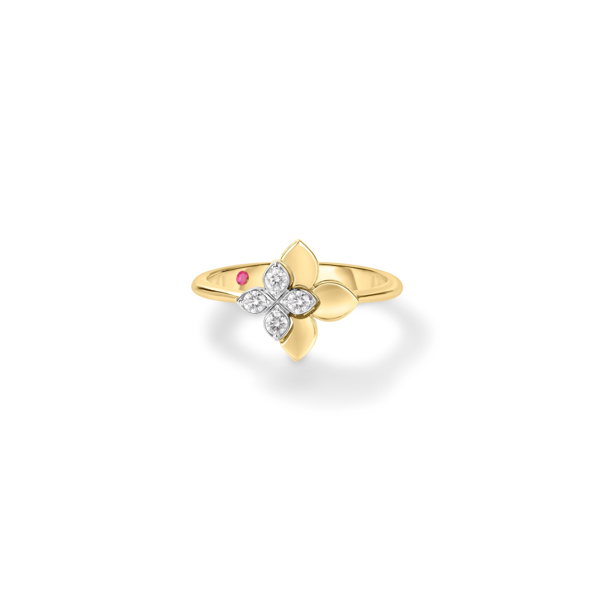 18K YELLOW/WHITE GOLD LOVE IN VERONA EAST TO WEST DIAMOND FLOWER RING