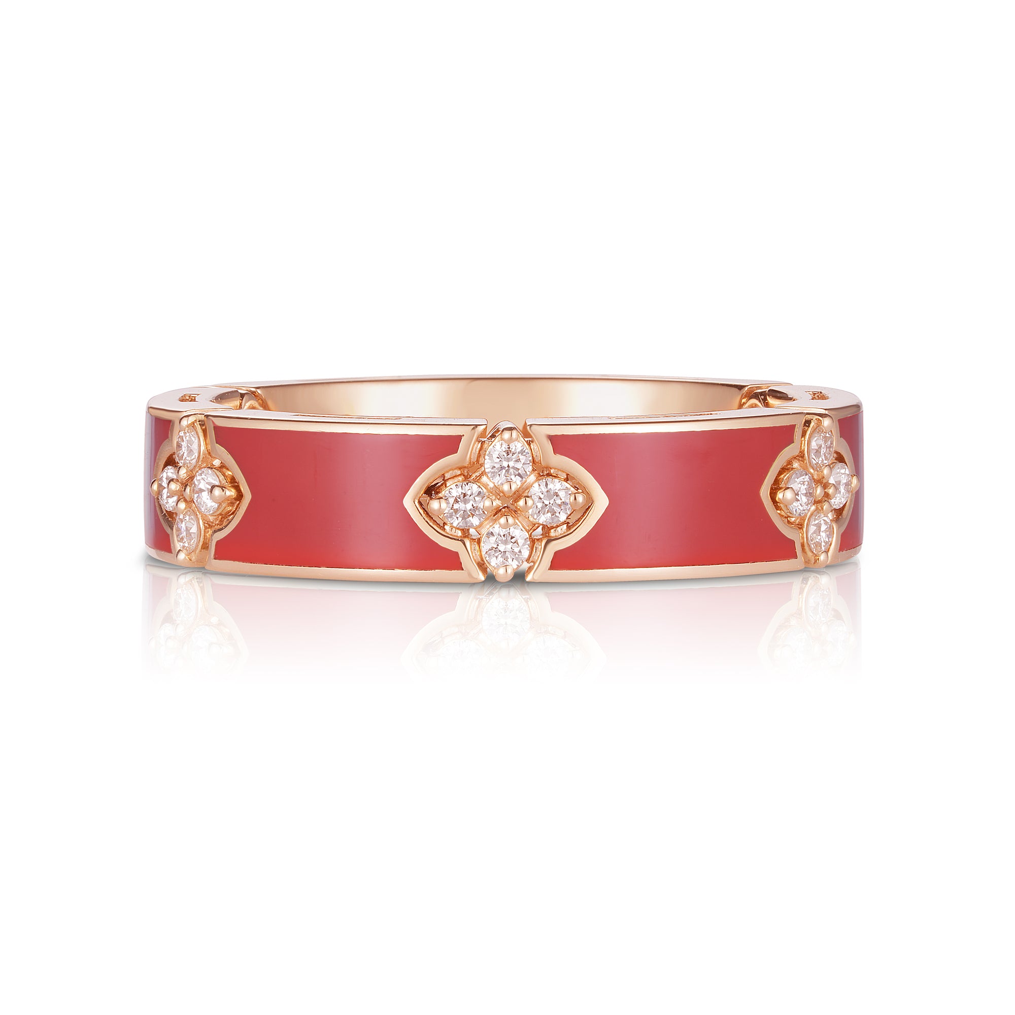 18K ROSE GOLD LOVE IN VERONA DIAMOND & CORAL ENAMEL RING