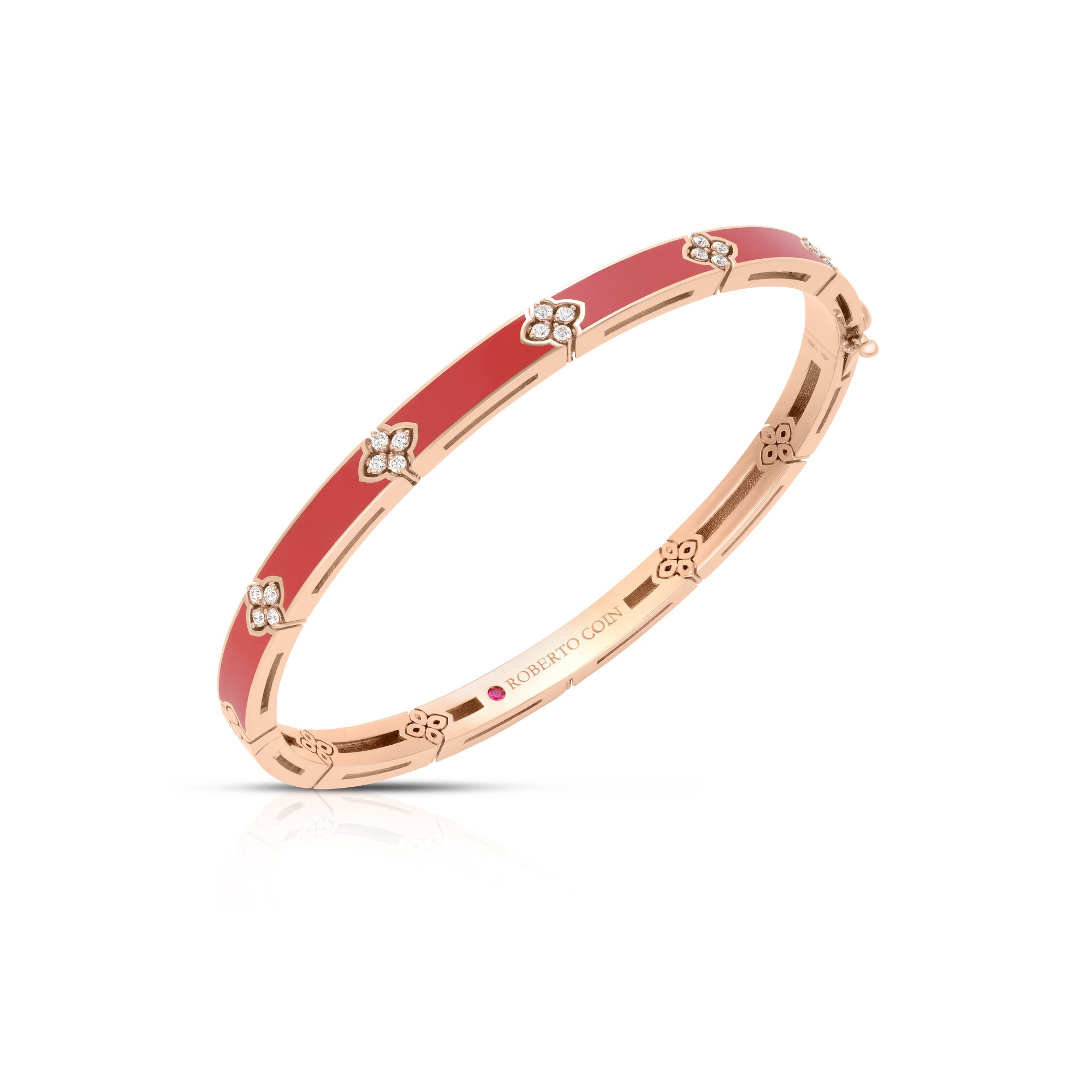 18K ROSE GOLD LOVE IN VERONA DIAMOND & CORAL ENAMEL BANGLE