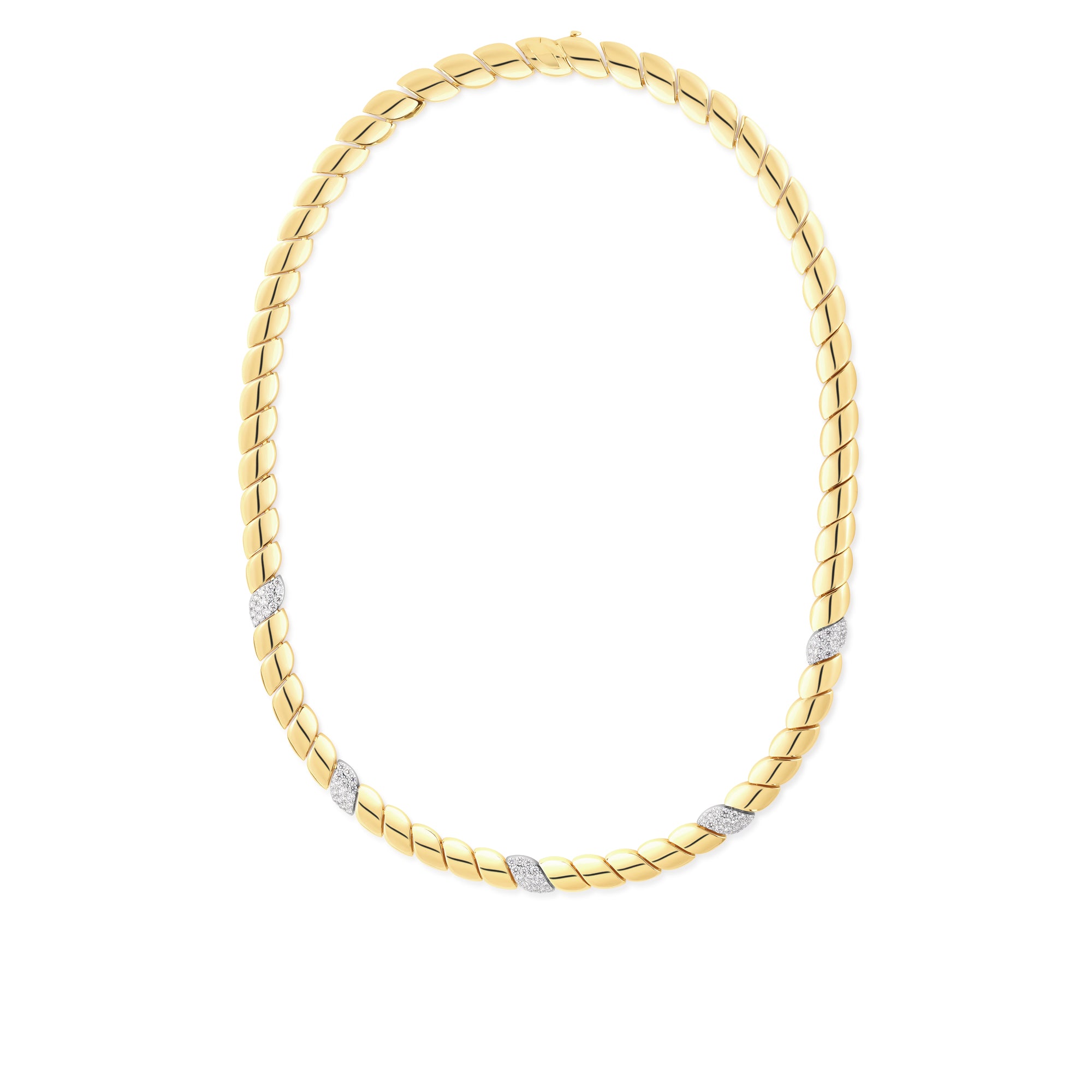 18K YELLOW/WHITE GOLD SAN MARCO 5 DIAMOND STATION COLLAR NECKLACE