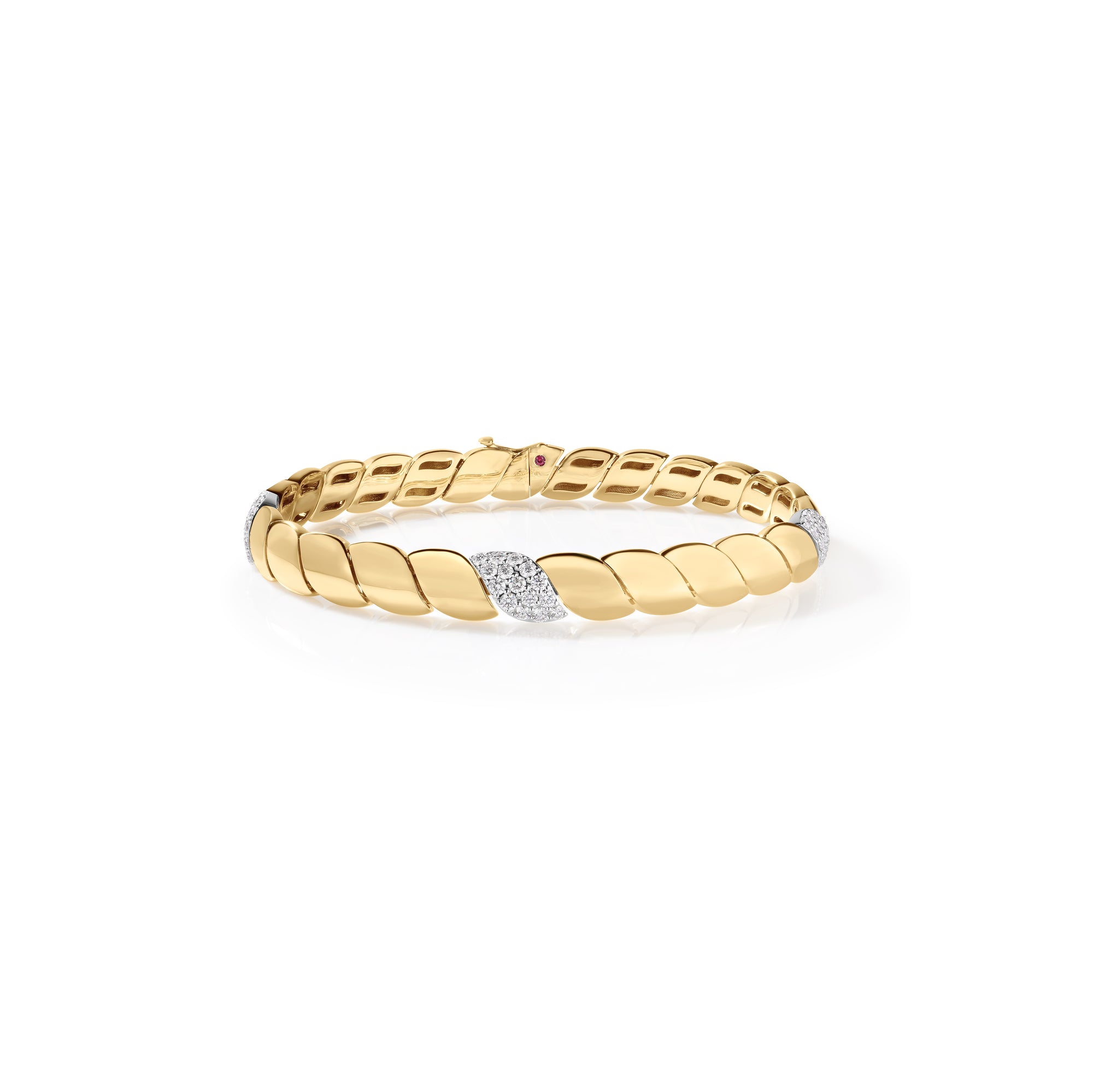 18K YELLOW/WHITE GOLD SAN MARCO 3 DIAMOND STATION BRACELET