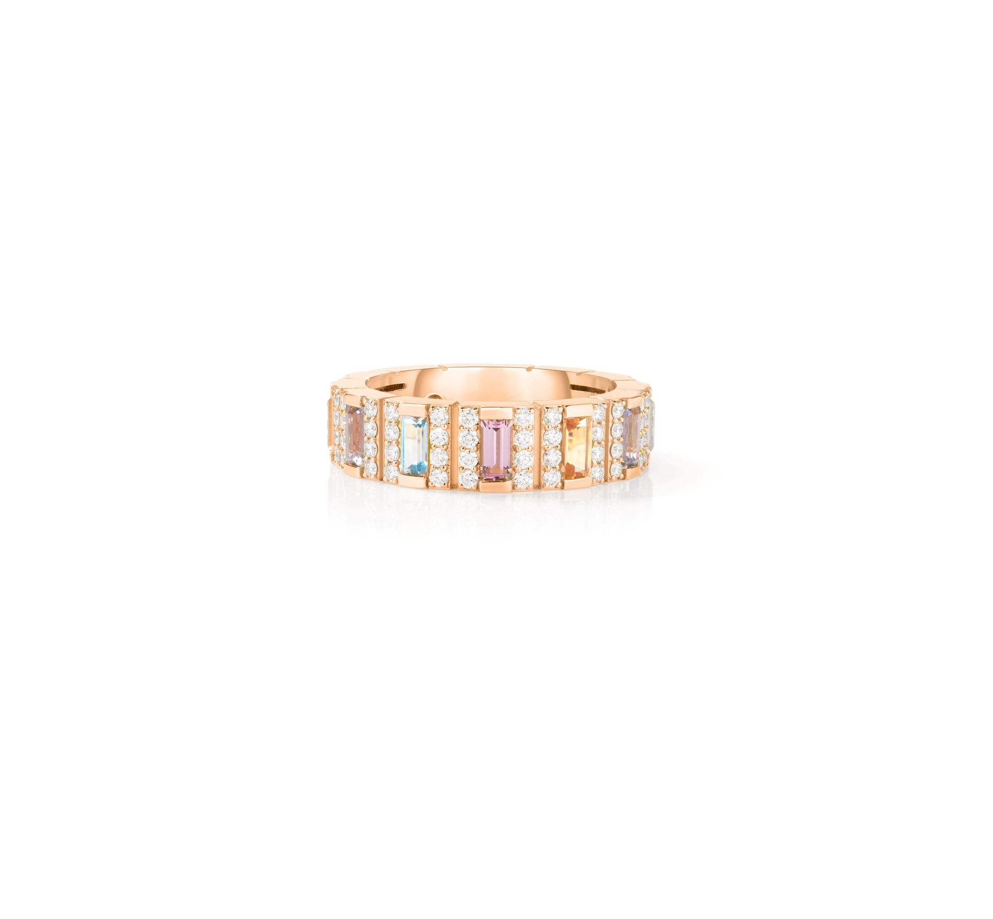 18K YELLOW GOLD OBELISCO PAVE DIAMOND & MIXED STONES RING