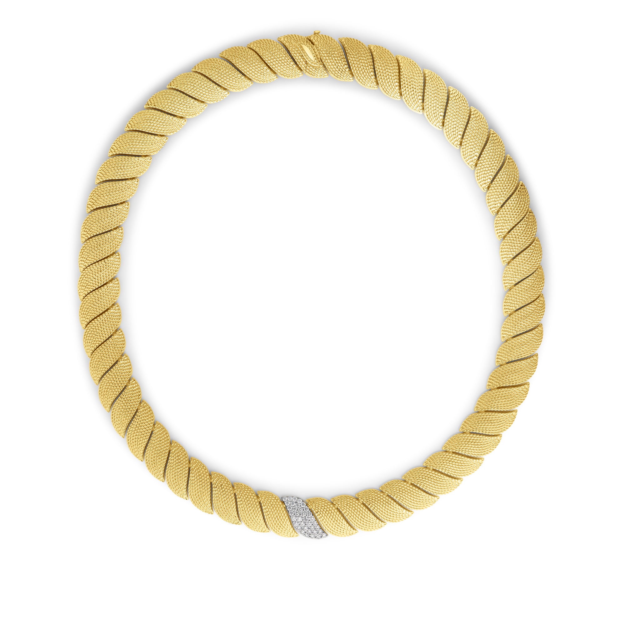 18K YELLOW/WHITE GOLD SAN MARC0 TEXTURED DIAMOND COLLAR NECKLACE