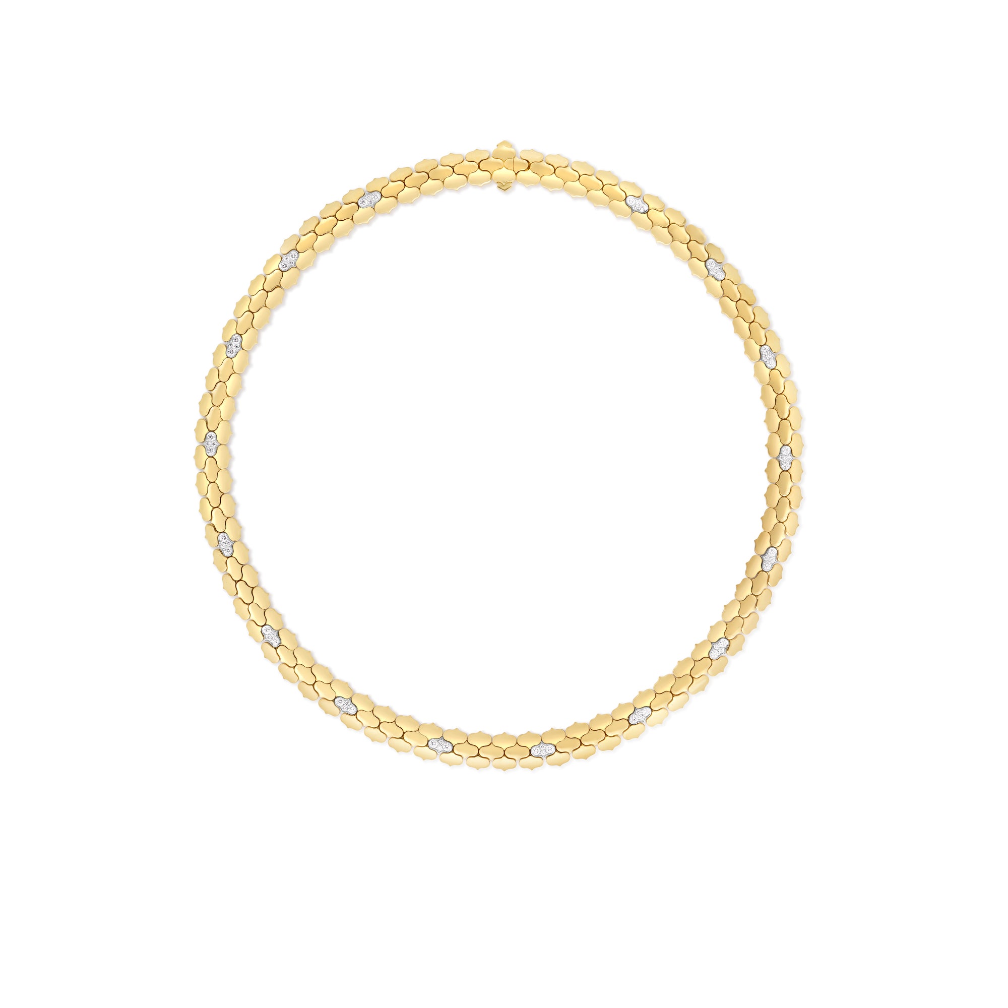 18K YELLOW/WHITE GOLD COBRA DIAMOND COLLAR NECKLACE