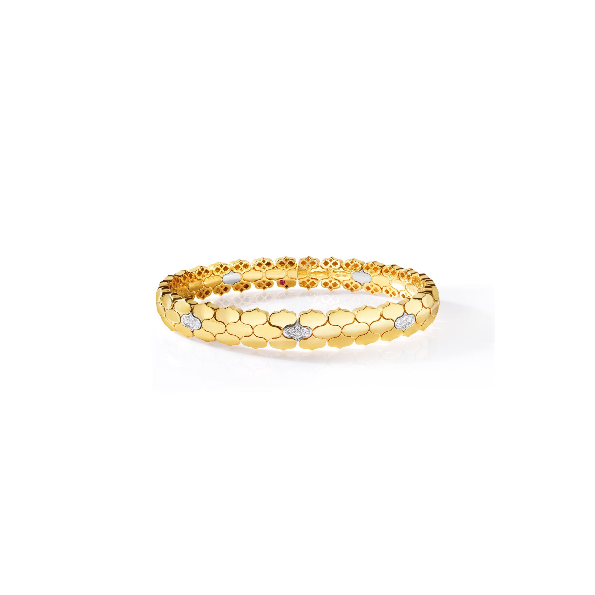 18K YELLOW/WHITE GOLD COBRA DIAMOND NARROW BANGLE