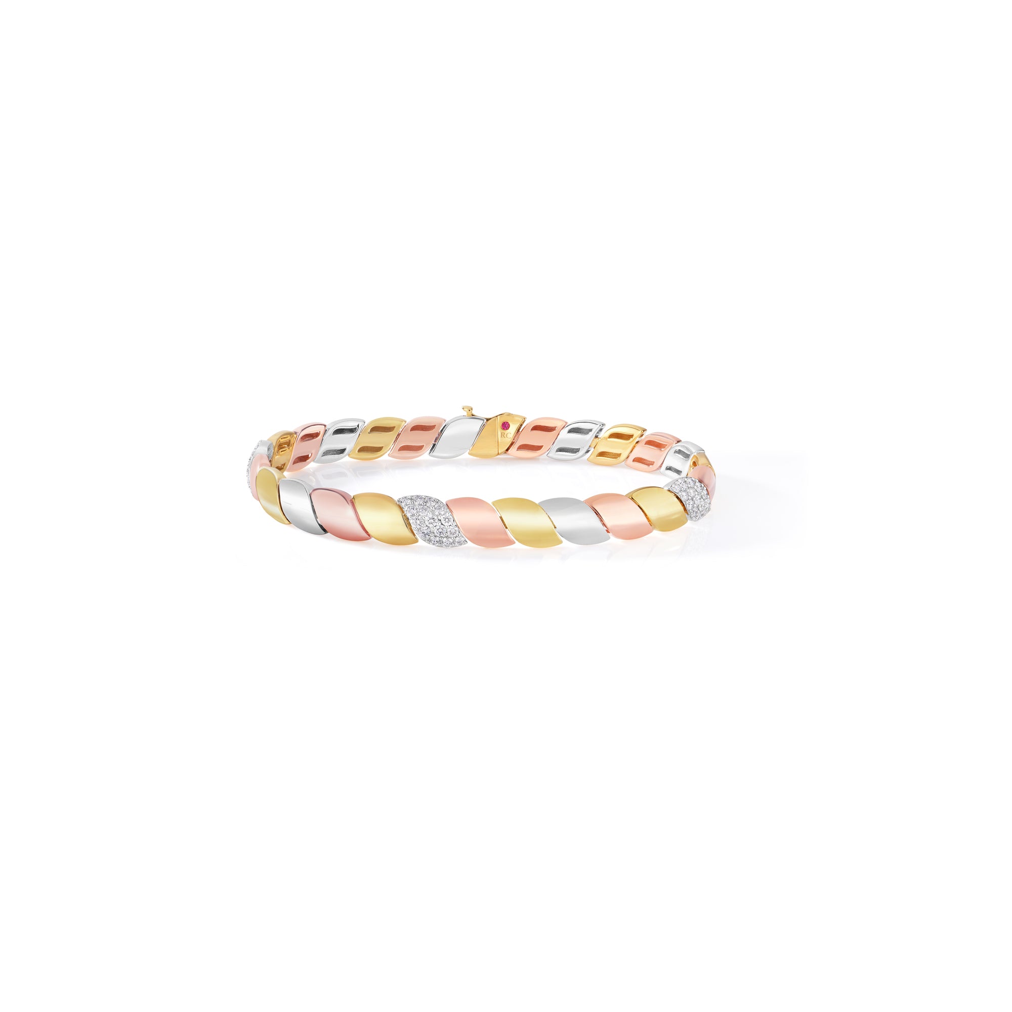 18K YELLOW/WHITE/ROSE GOLD SAN MARCO 3 DIAMOND STATION BRACELET