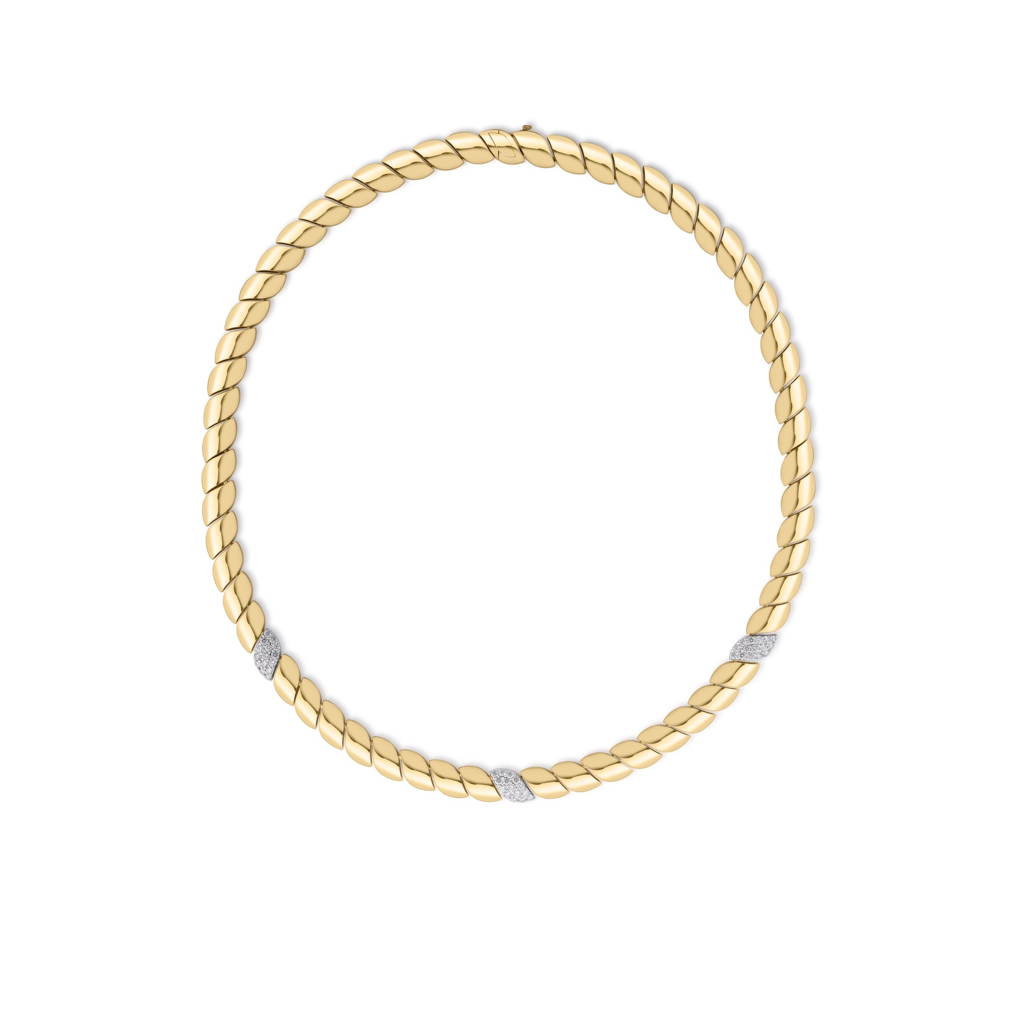 18K YELLOW/WHITE GOLD SAN MARCO 3 DIAMOND STATION COLLAR NECKLACE