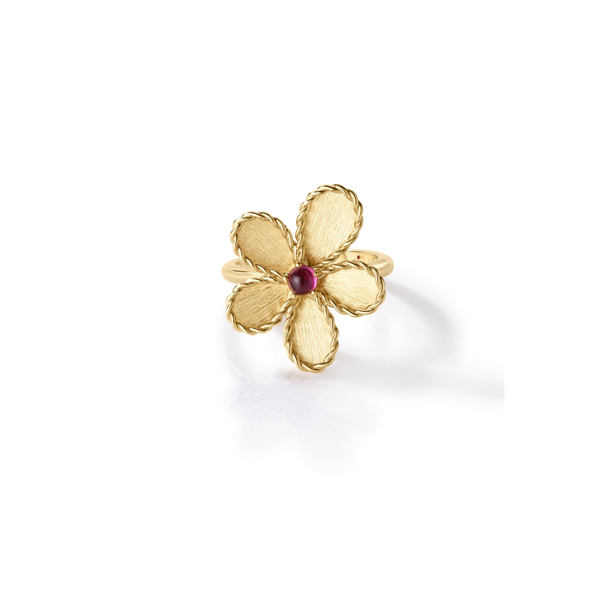 18K YELLOW GOLD JASMINE RUBELLITE FLOWER RING