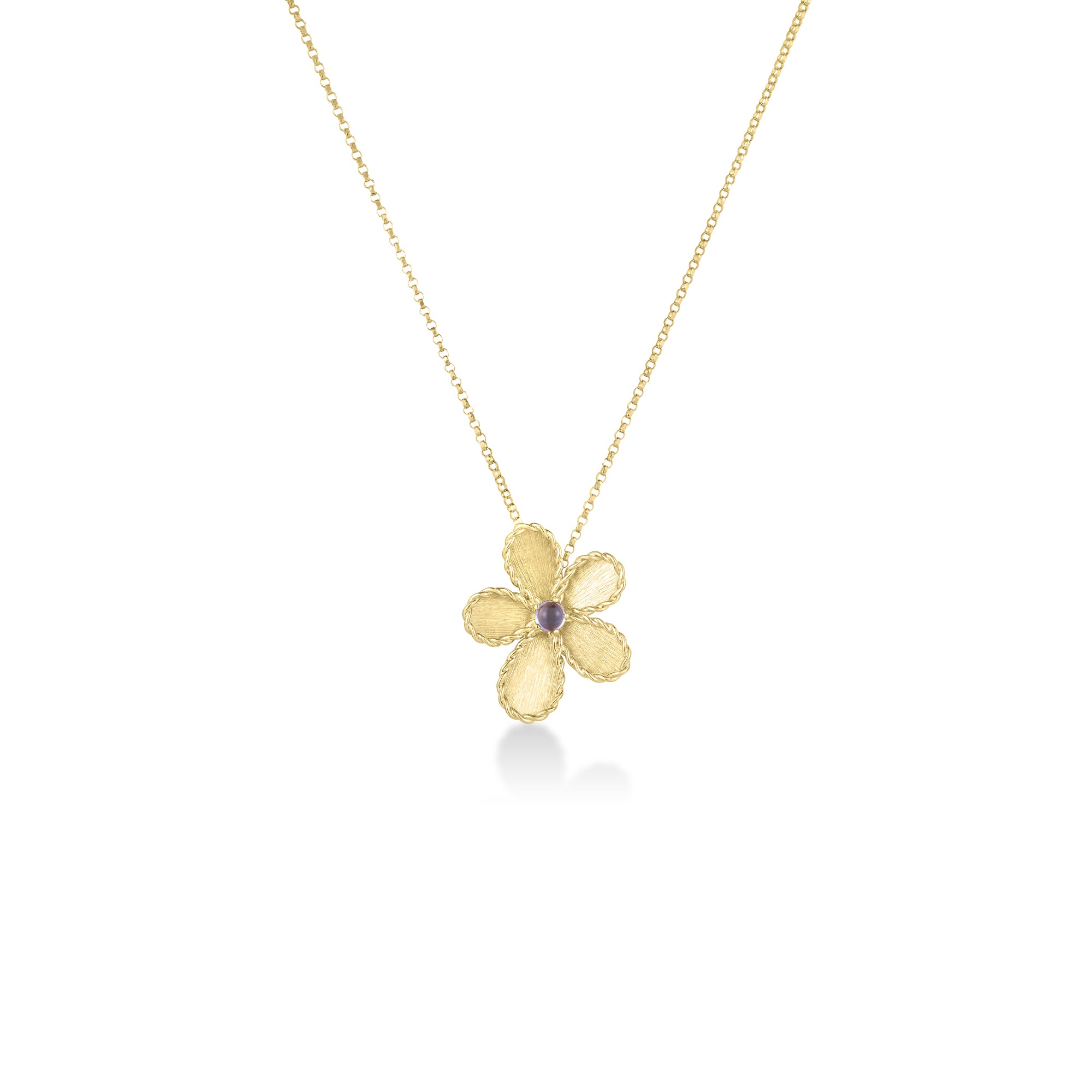18K YELLOW GOLD JASMINE TANZANITE FLOWER NECKLACE