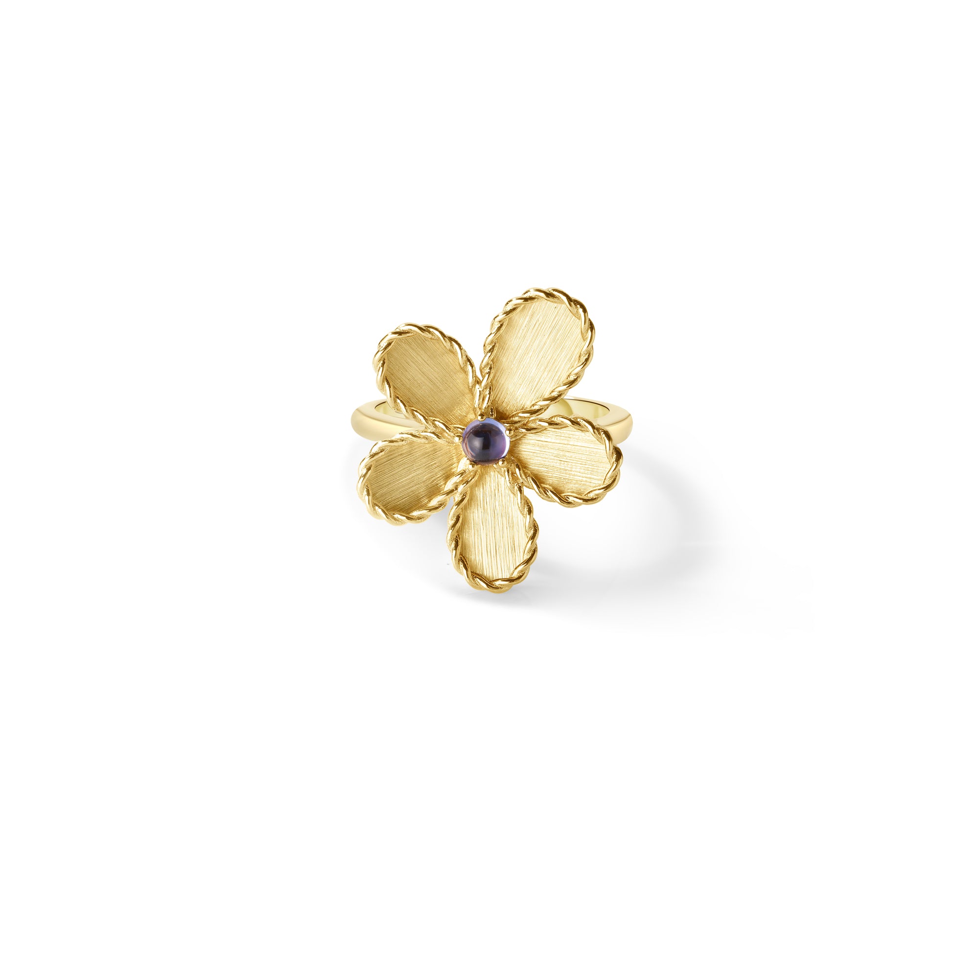 18K YELLOW GOLD JASMINE TANZANITE FLOWER RING