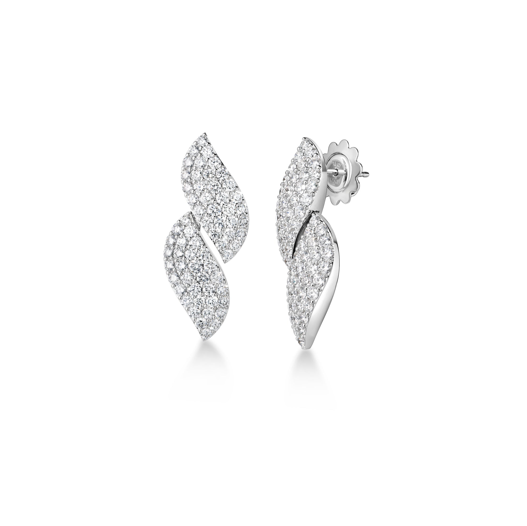 18K WHITE GOLD SAN MARCO PAVE DIAMOND STUD EARRINGS