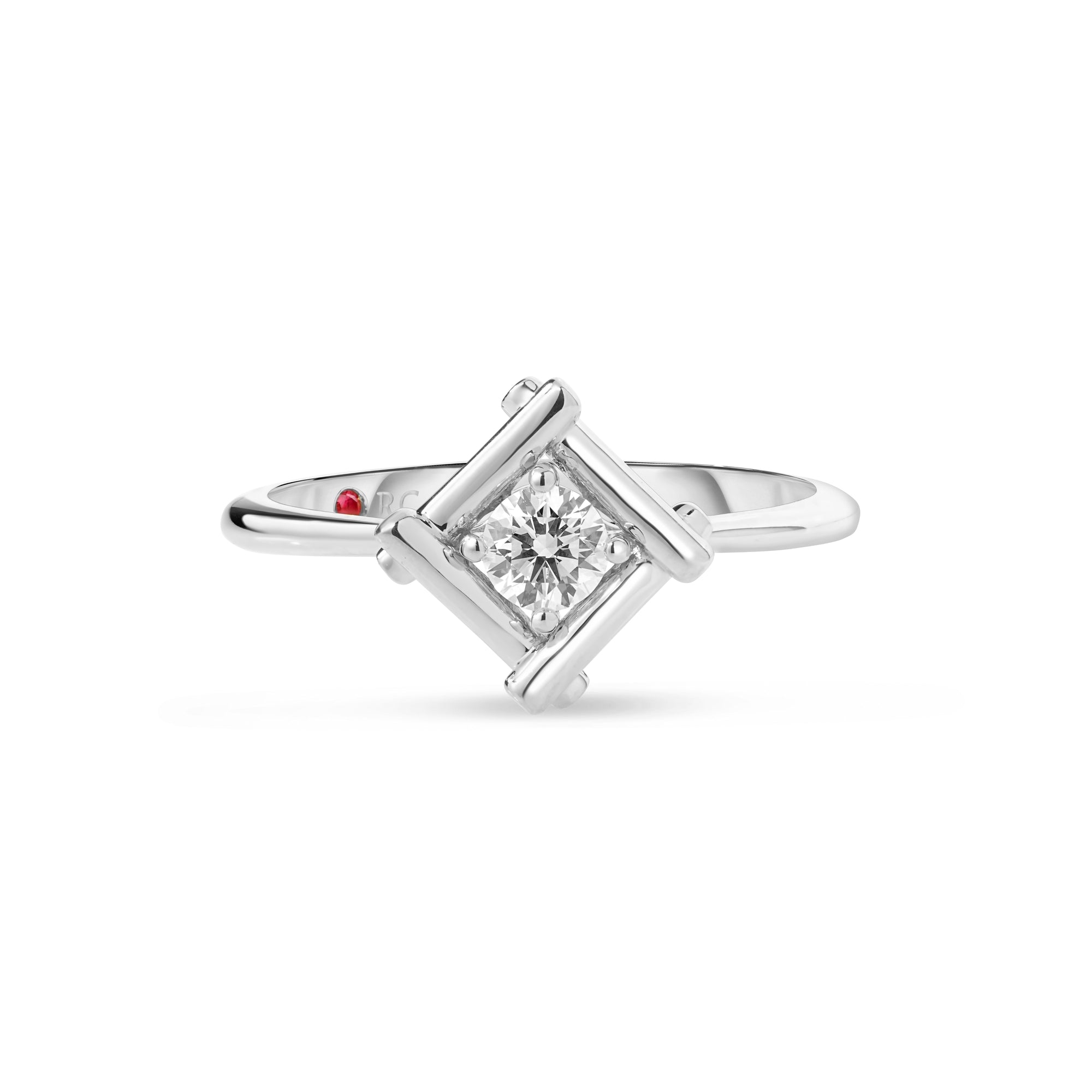 18K WHITE GOLD DOMINO BEZEL DIAMOND RING