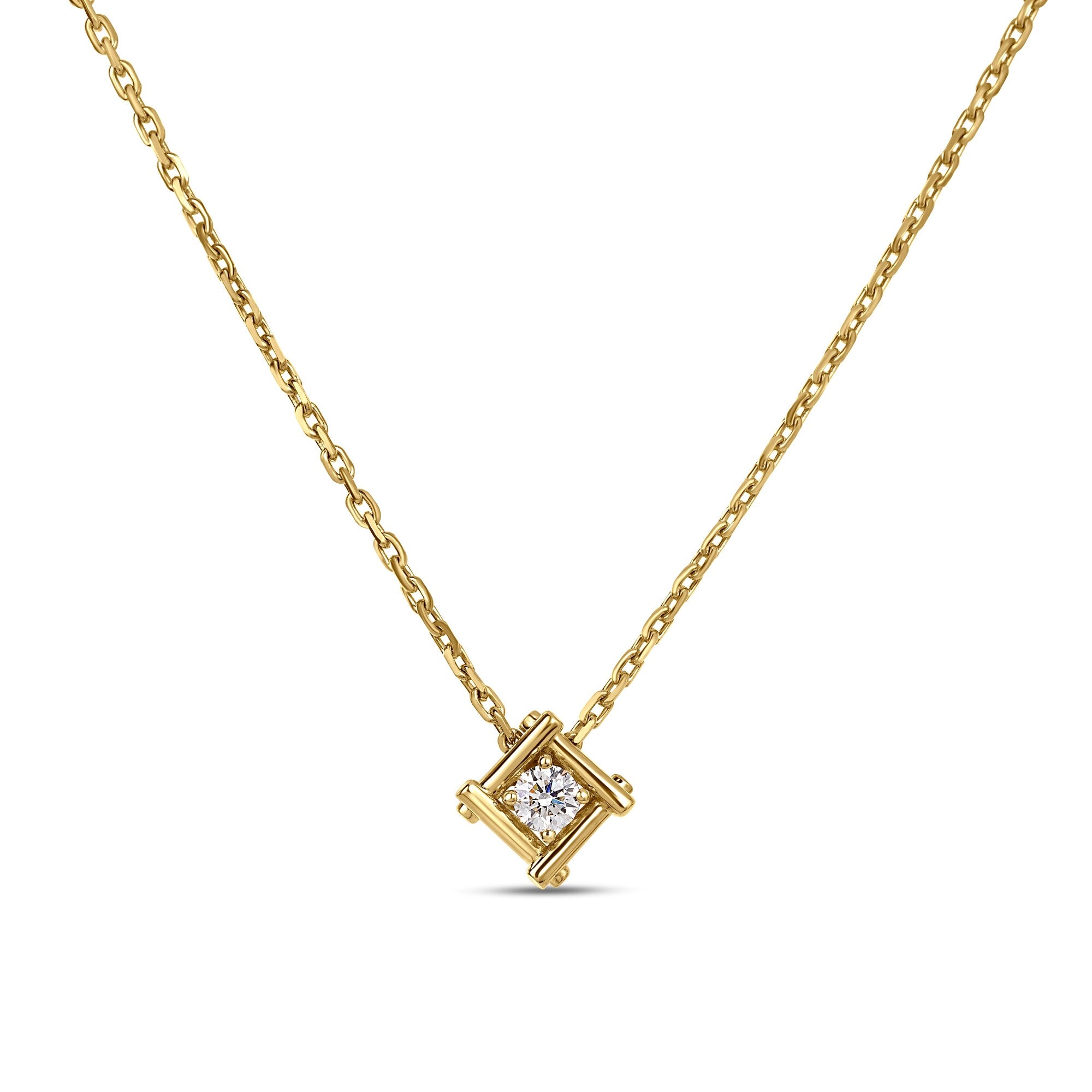 18K YELLOW GOLD DOMINO BEZEL DIAMOND NECKLACE
