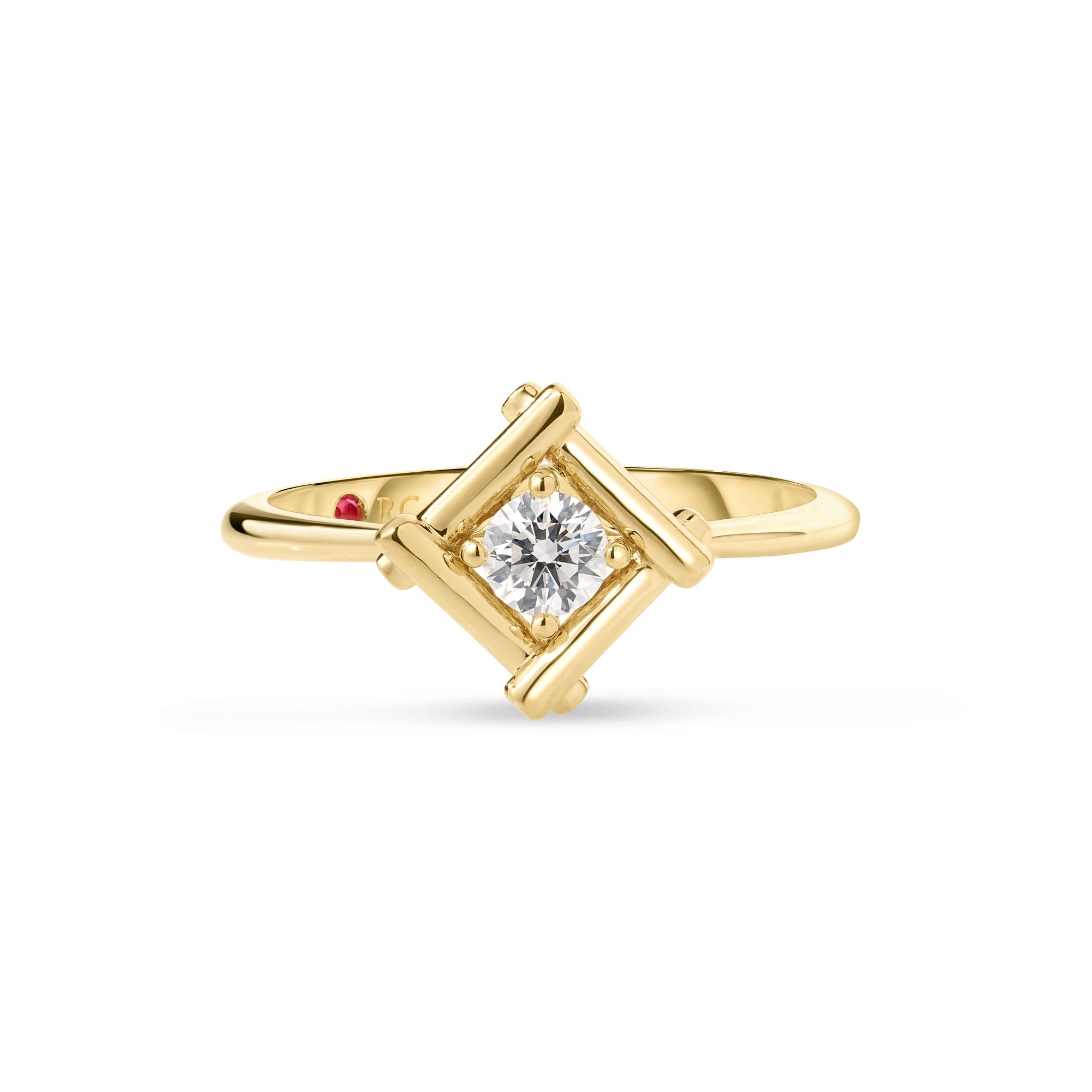 18K YELLOW GOLD DOMINO BEZEL DIAMOND RING