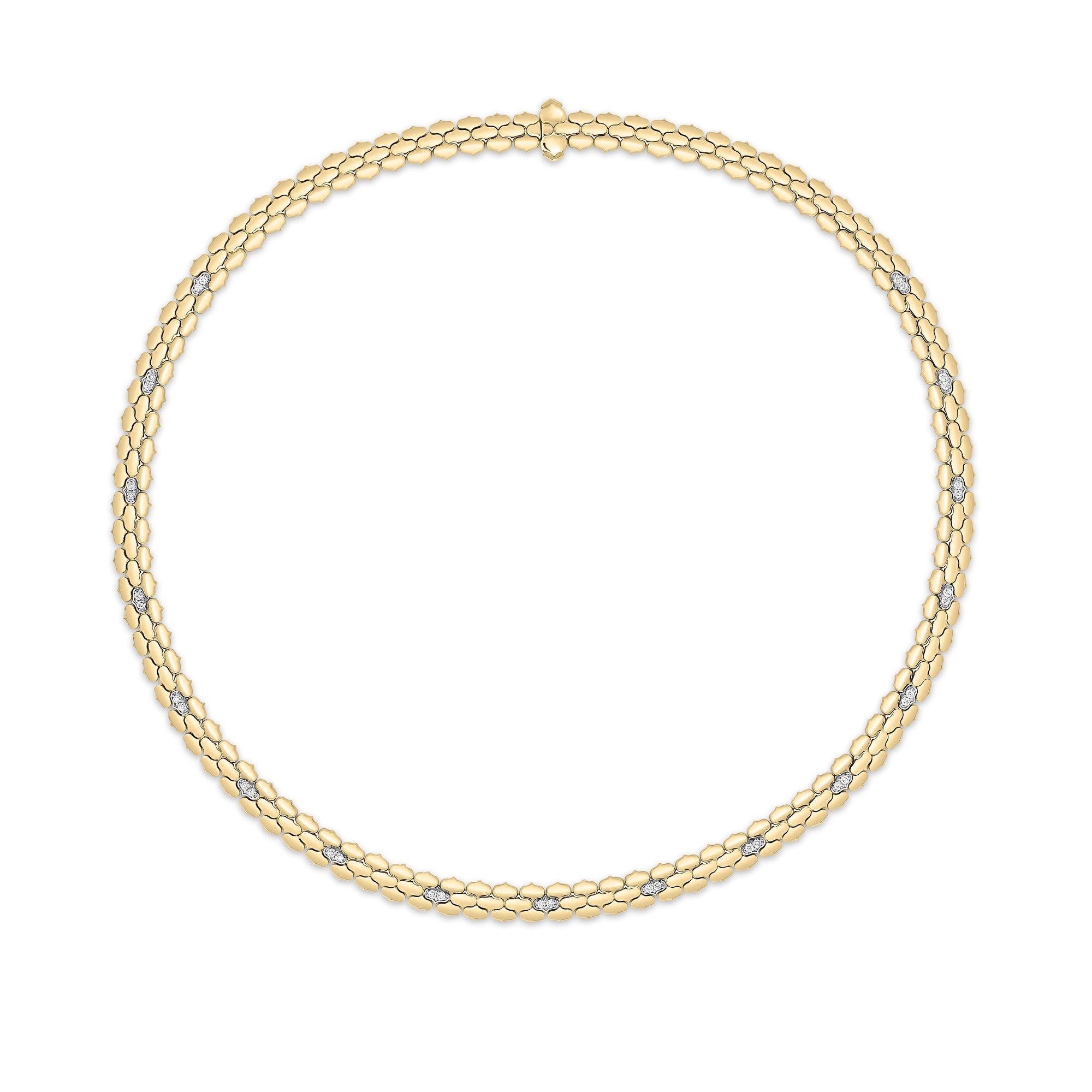 18K YELLOW/WHITE GOLD COBRA DIAMOND NARROW COLLAR NECKLACE