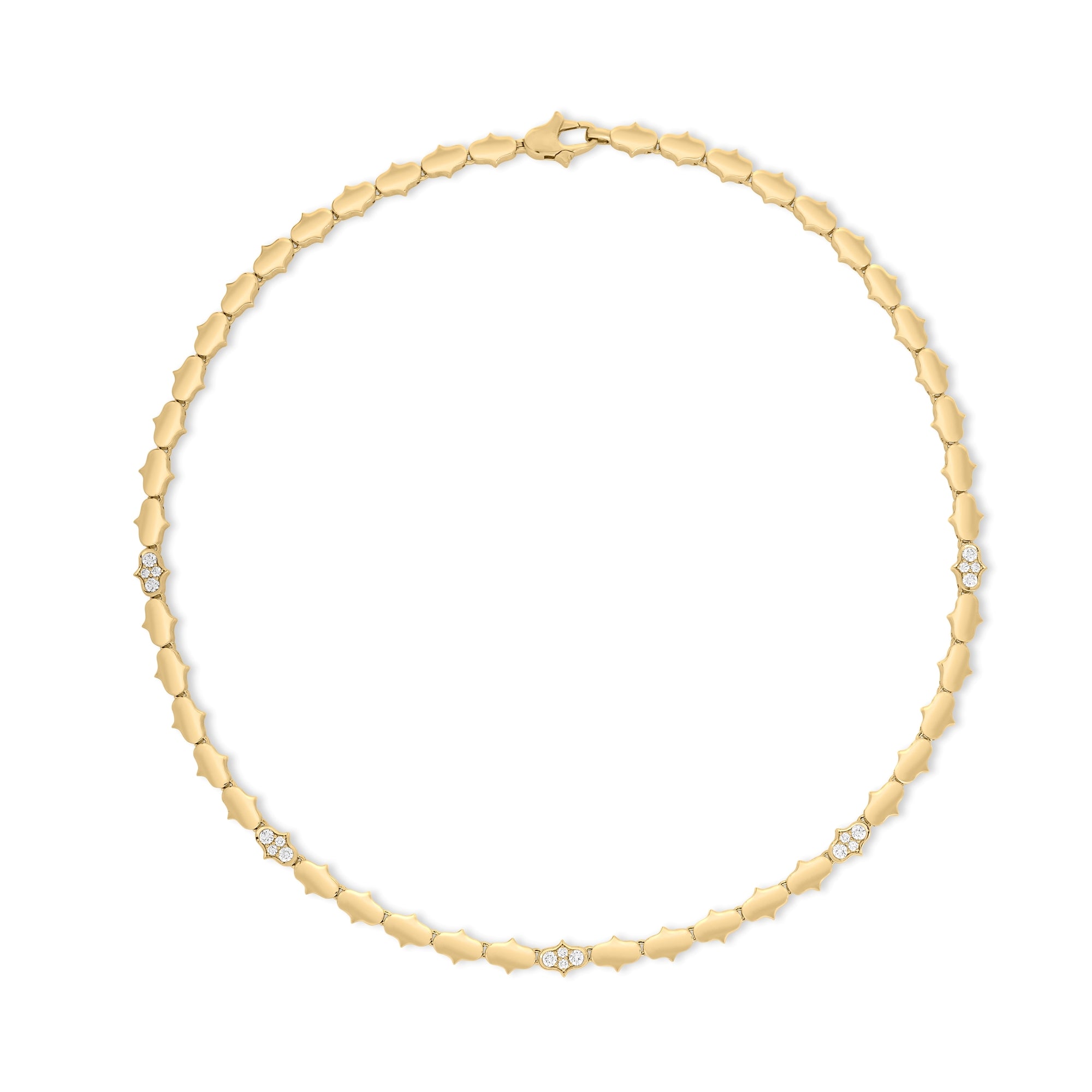 18K YELLOW GOLD COBRA DIAMOND SINGLE ROW COLLAR NECKLACE