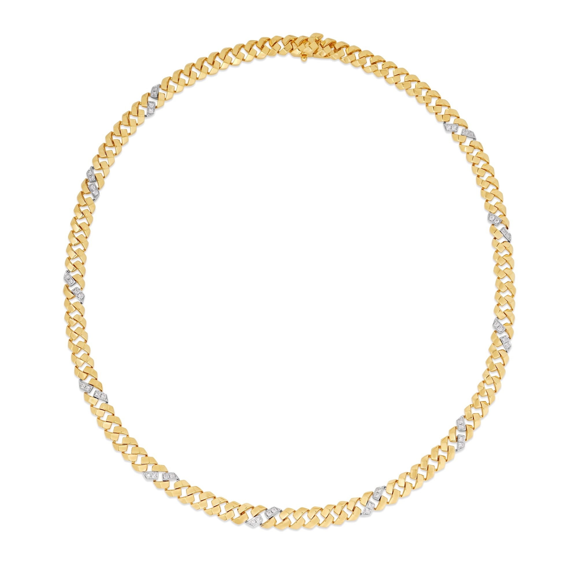 18K YELLOW/WHITE GOLD SAN MARCO DIAMOND NARROW COLLAR NECKLACE