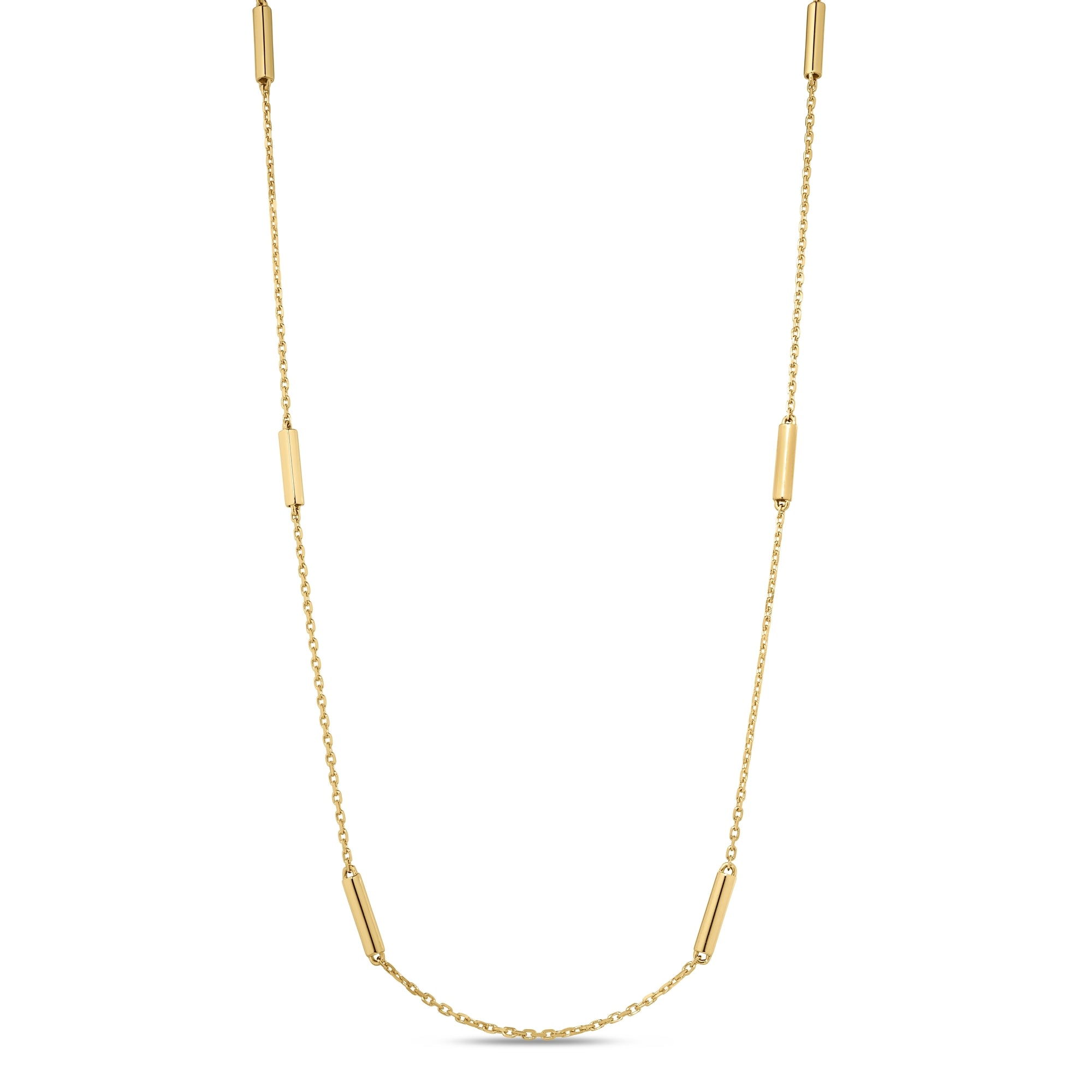 18K YELLOW DESIGNER GOLD BAR STATION NECKLACE
